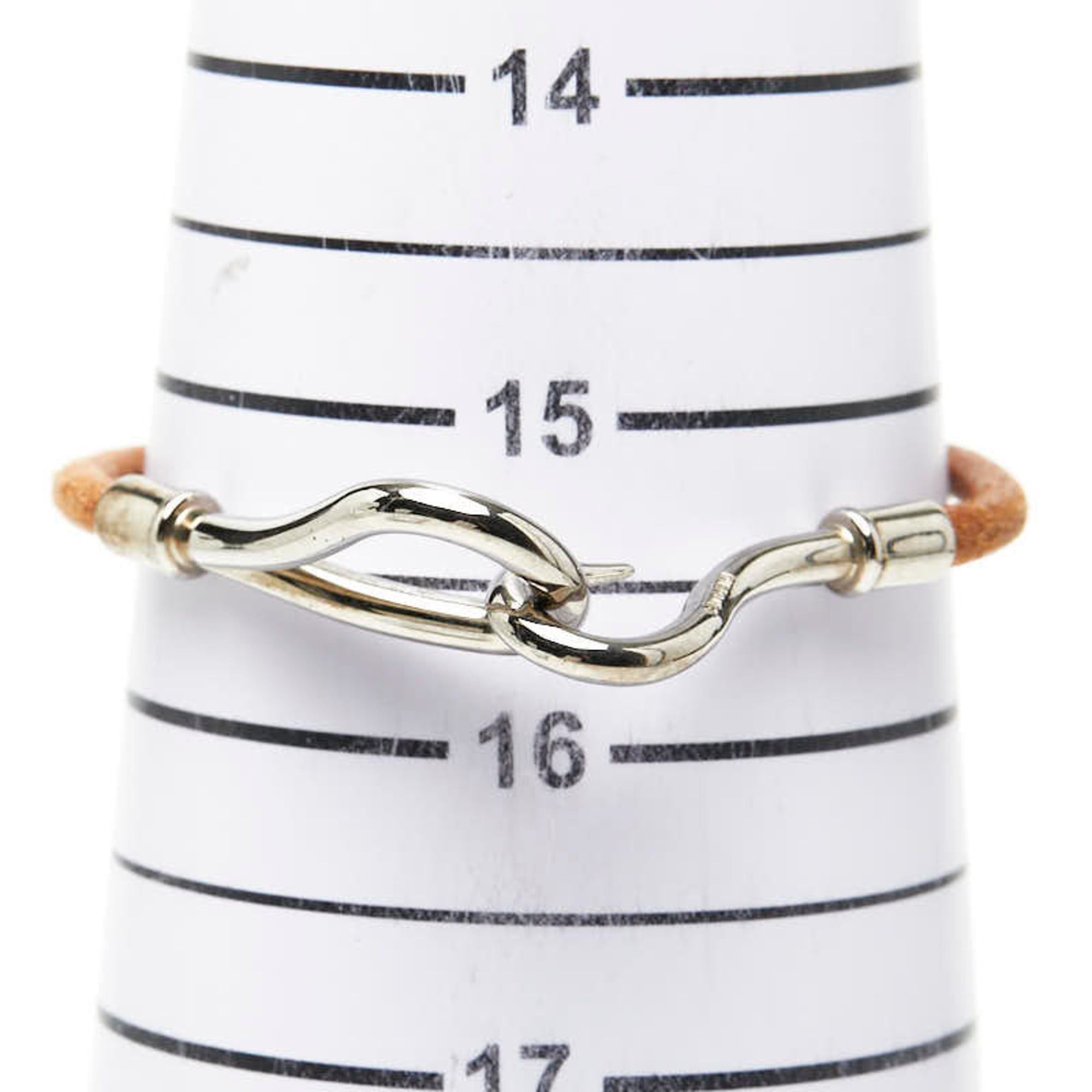 Hermes Hermes Jumbo Bracelet in Brown and Silver Leather Metal for Women Size ONE SIZE - 7 Thumbnail