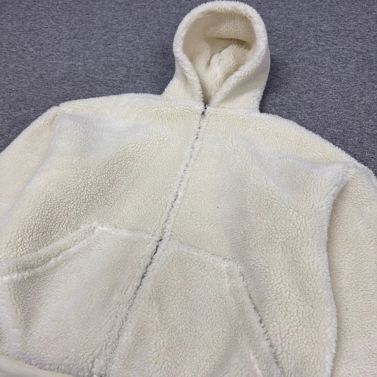 Balenciaga Beige Zip-Up Fleece Hoodie with Hood and Pockets Size US M / EU 48-50 / 2 - 4 Thumbnail