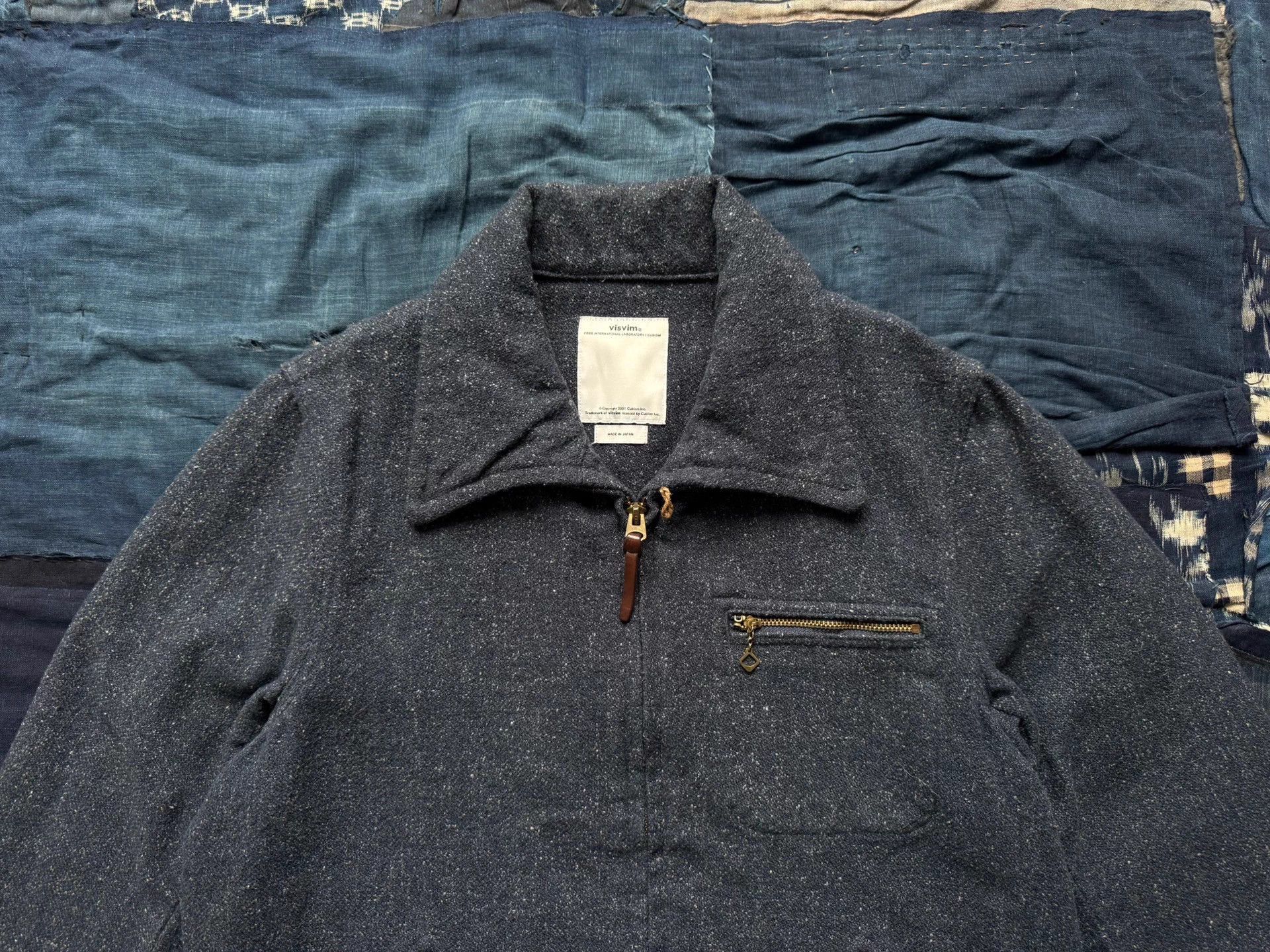 Visvim Gray Collared Zip-Up Jacket with Leather Trim - Size L Size US L / EU 52-54 / 3 - 4 Thumbnail
