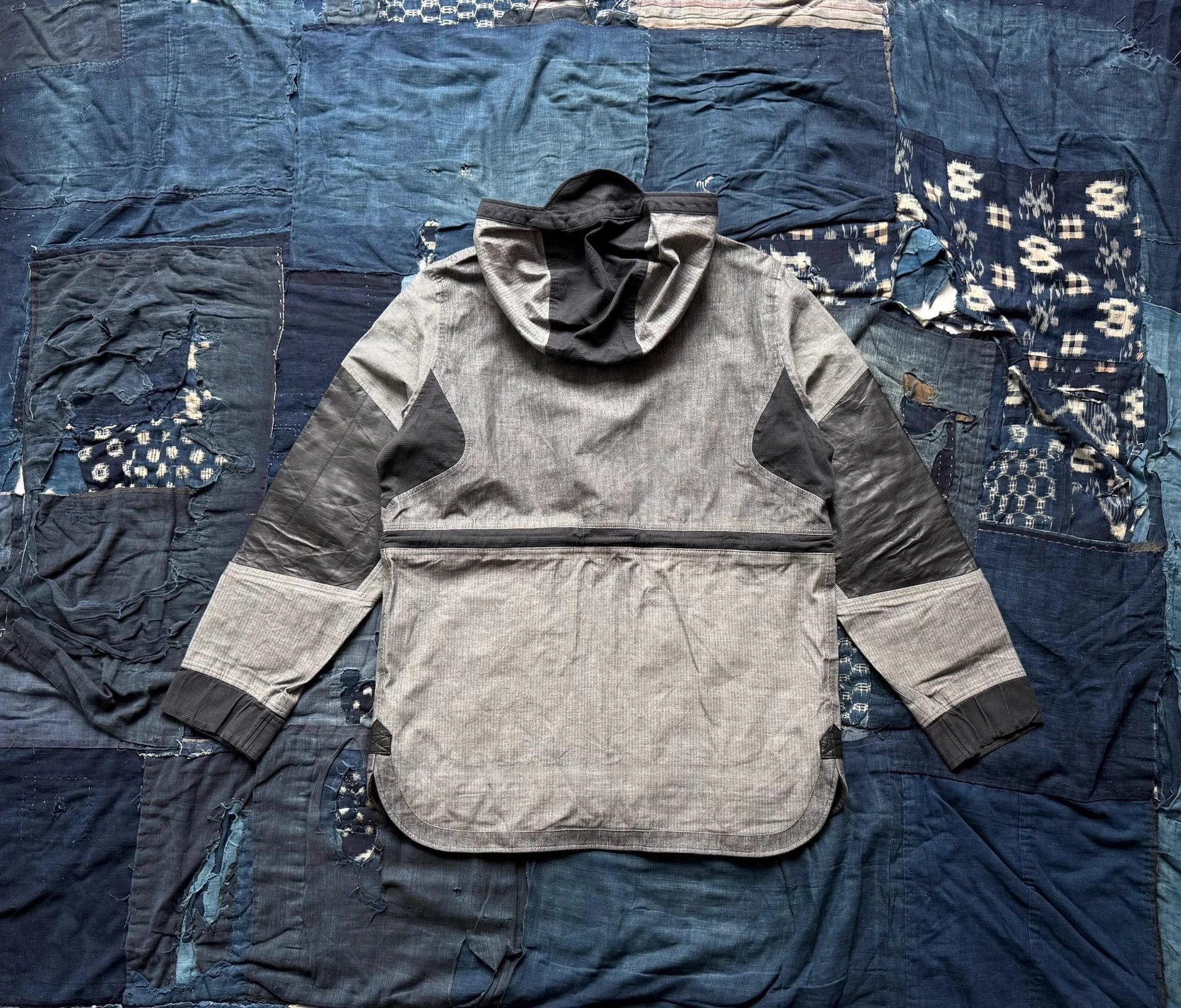 White Mountaineering Gray Hooded Jacket with Leather Accents Size L Size US L / EU 52-54 / 3 - 3 Thumbnail