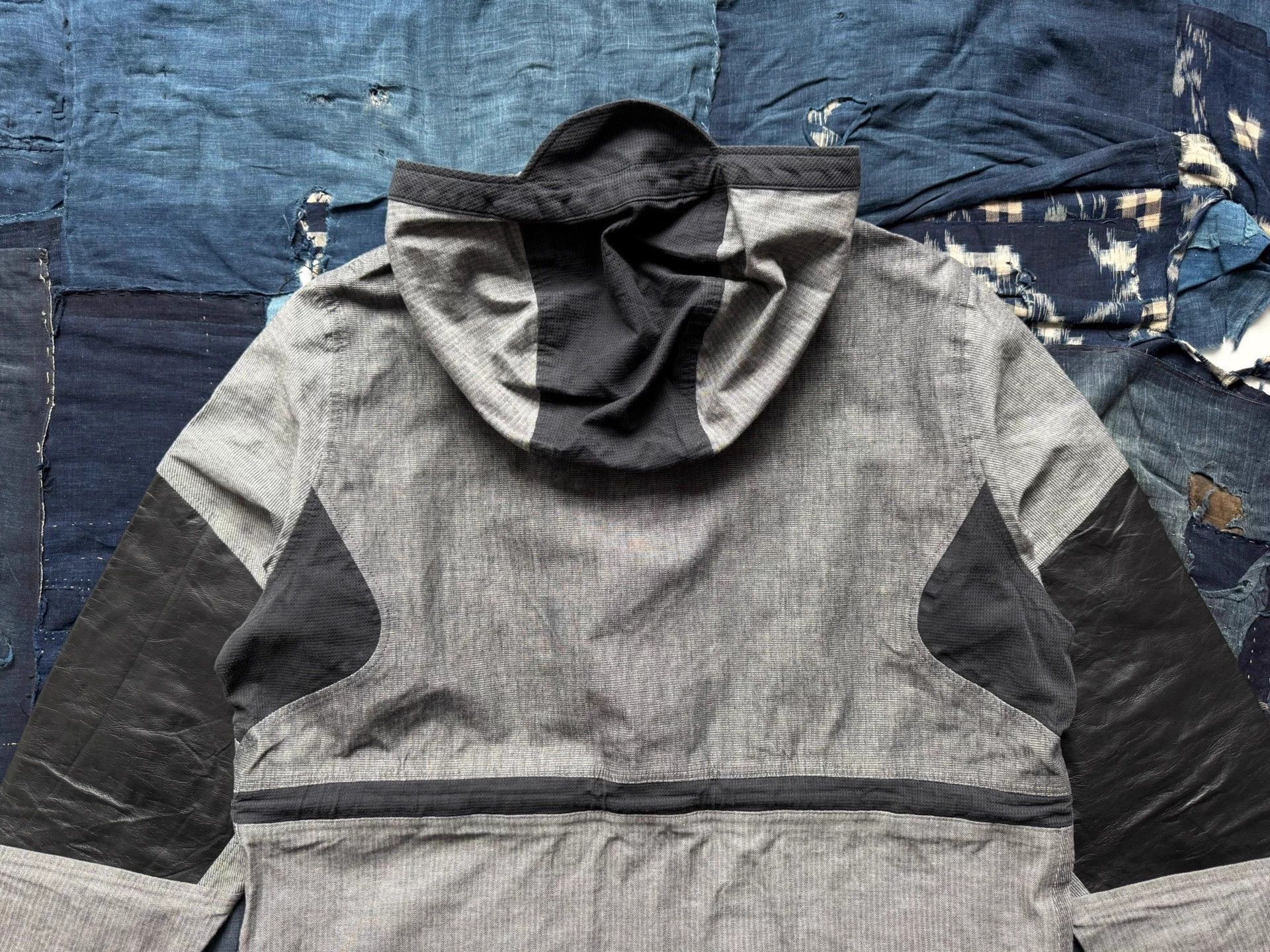 White Mountaineering Gray Hooded Jacket with Leather Accents Size L Size US L / EU 52-54 / 3 - 5 Thumbnail