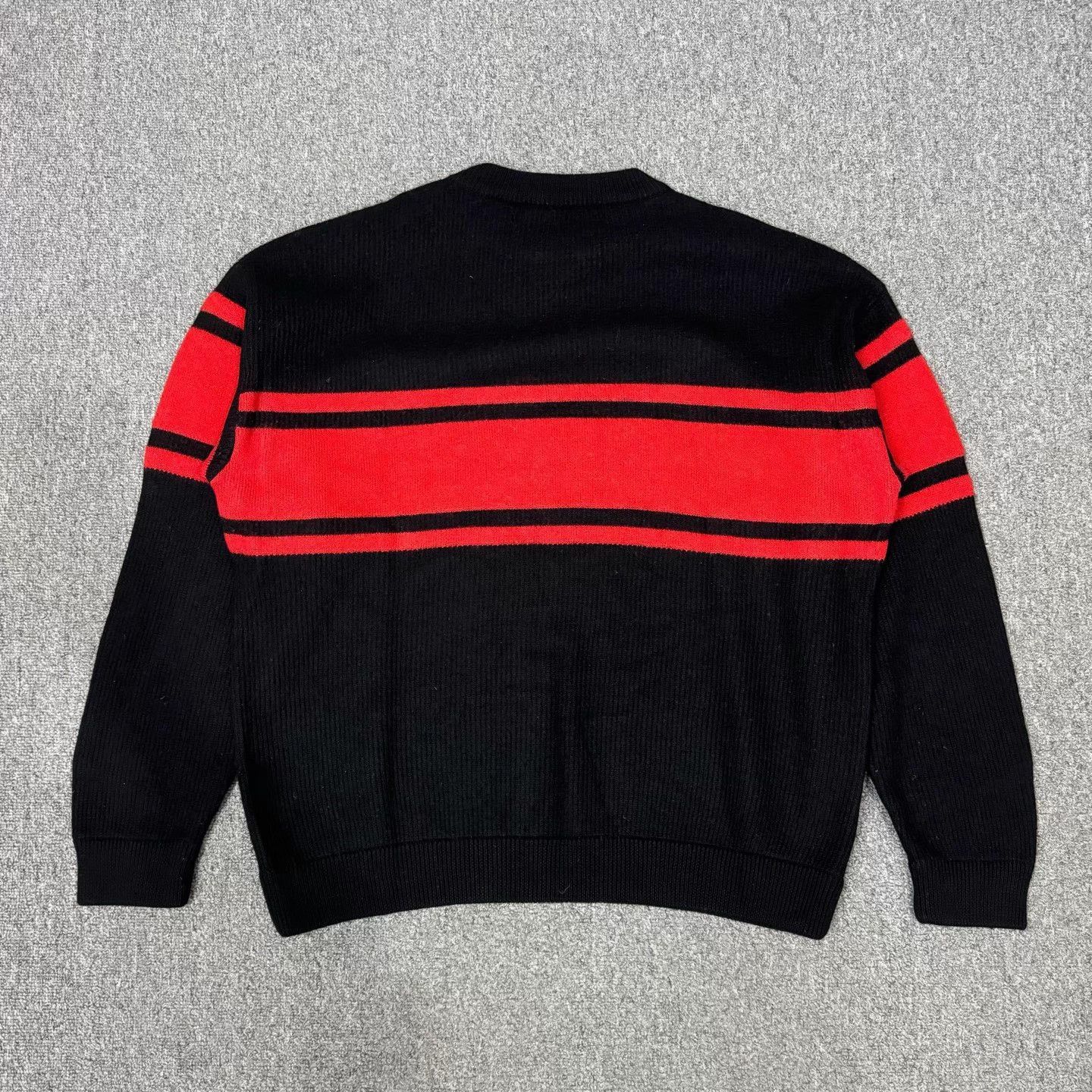 Versace Black Long Sleeve Sweater with Red Stripe & Medusa Size US L / EU 52-54 / 3 - 2 Thumbnail