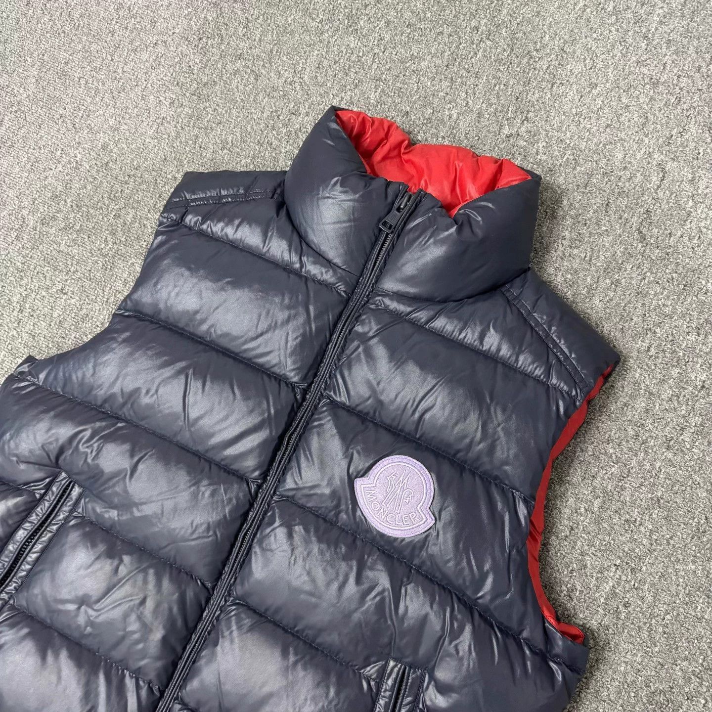 Moncler Blue Puffer Vest with Red Lining - Size L Size US L / EU 52-54 / 3 - 3 Thumbnail