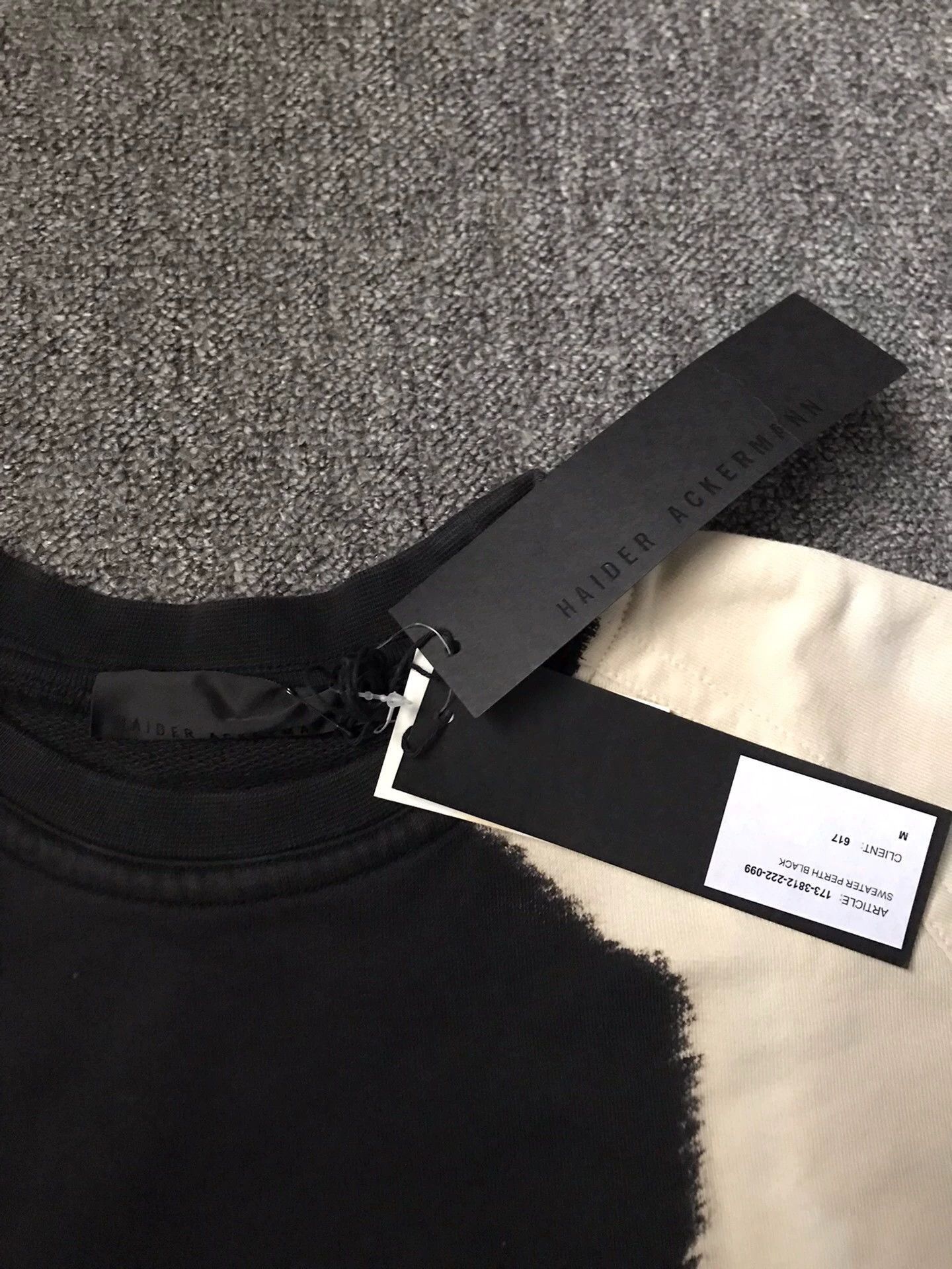 Haider Ackermann Black & Cream Distressed Long Sleeve Sweatshirt Size US M / EU 48-50 / 2 - 4 Thumbnail
