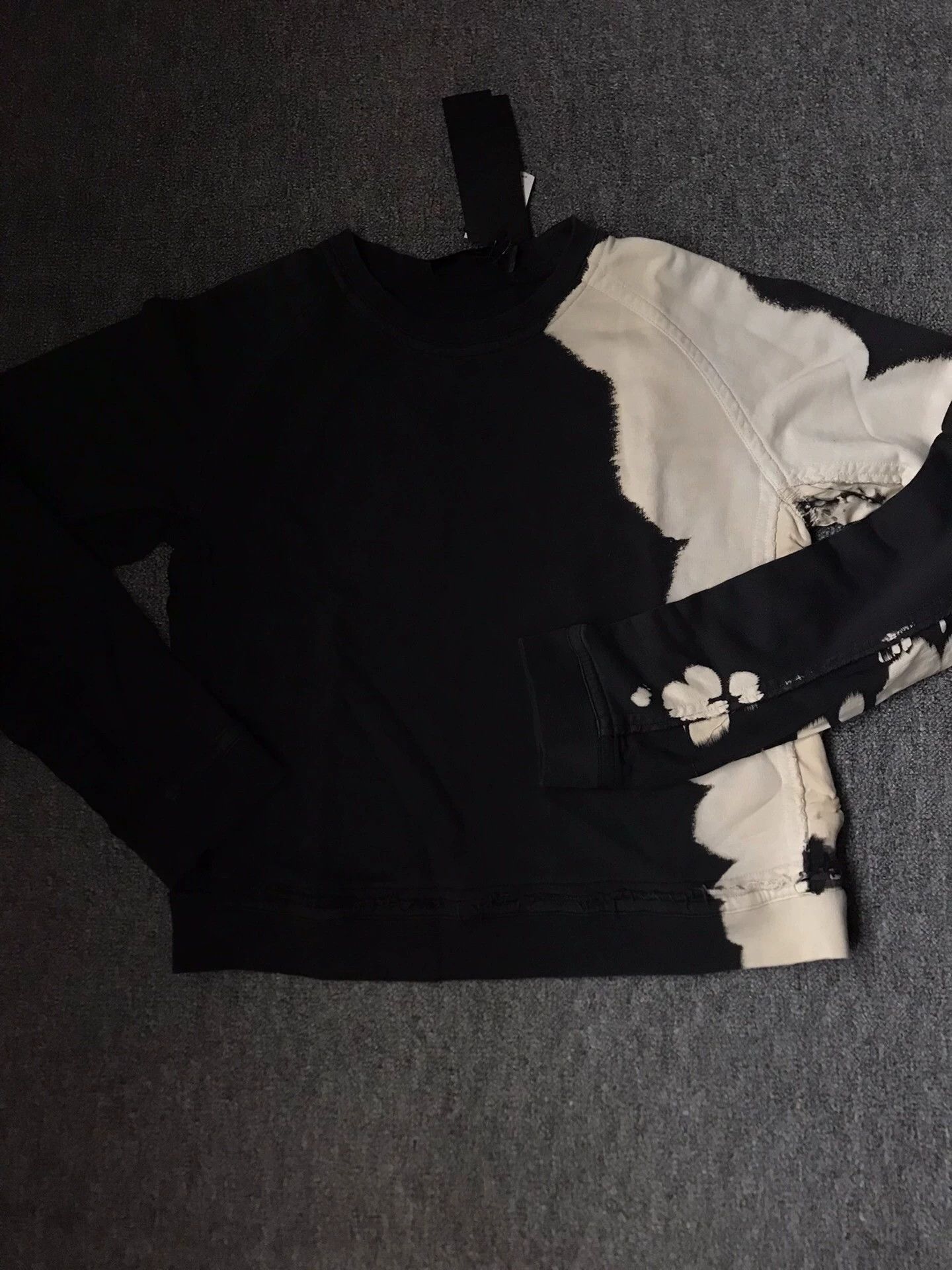 Haider Ackermann Black & Cream Distressed Long Sleeve Sweatshirt Size US M / EU 48-50 / 2 - 3 Thumbnail