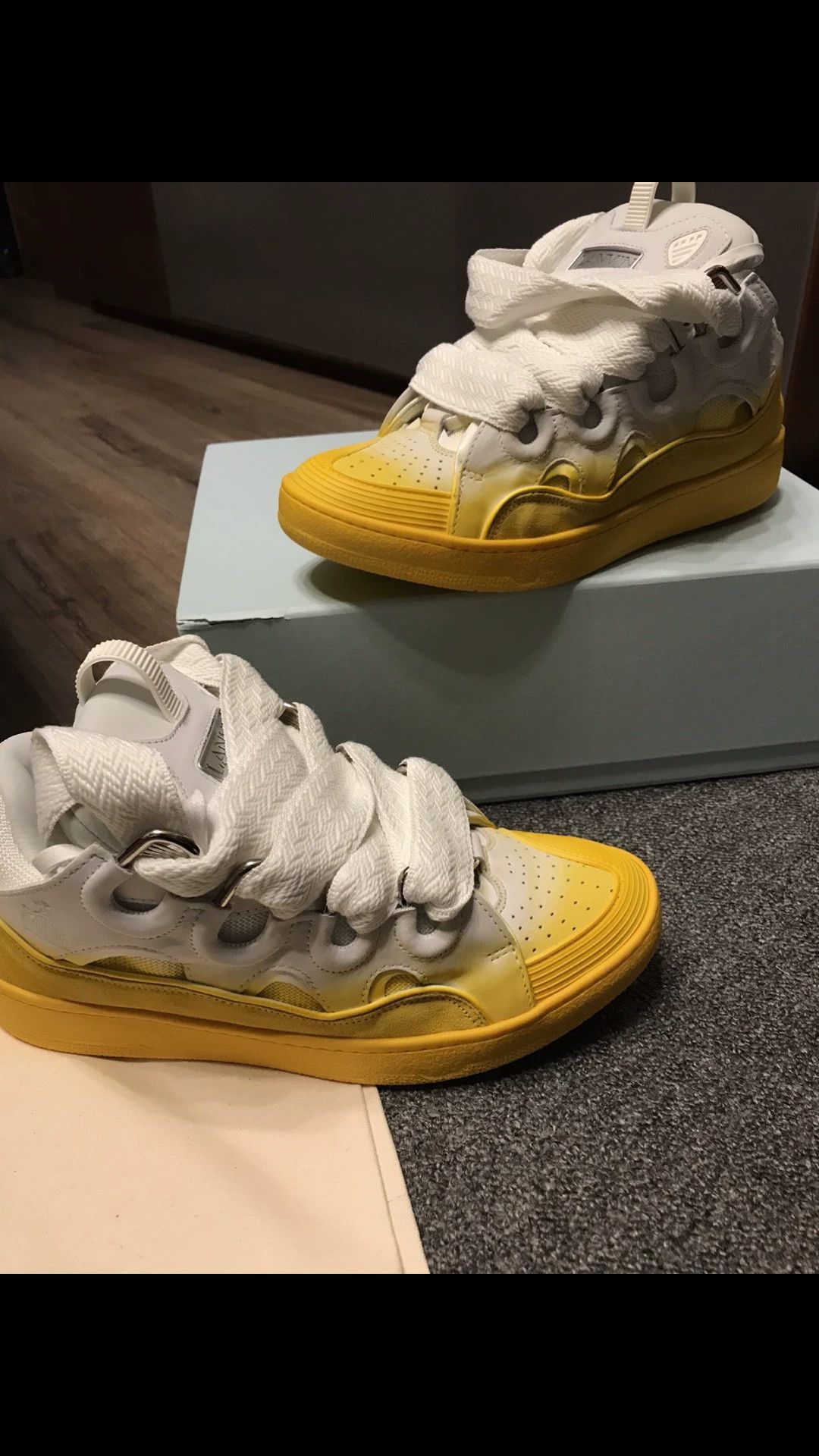Lanvin White and Yellow Gradient High-Top Sneakers Size US 9 / EU 42 - 6 Thumbnail