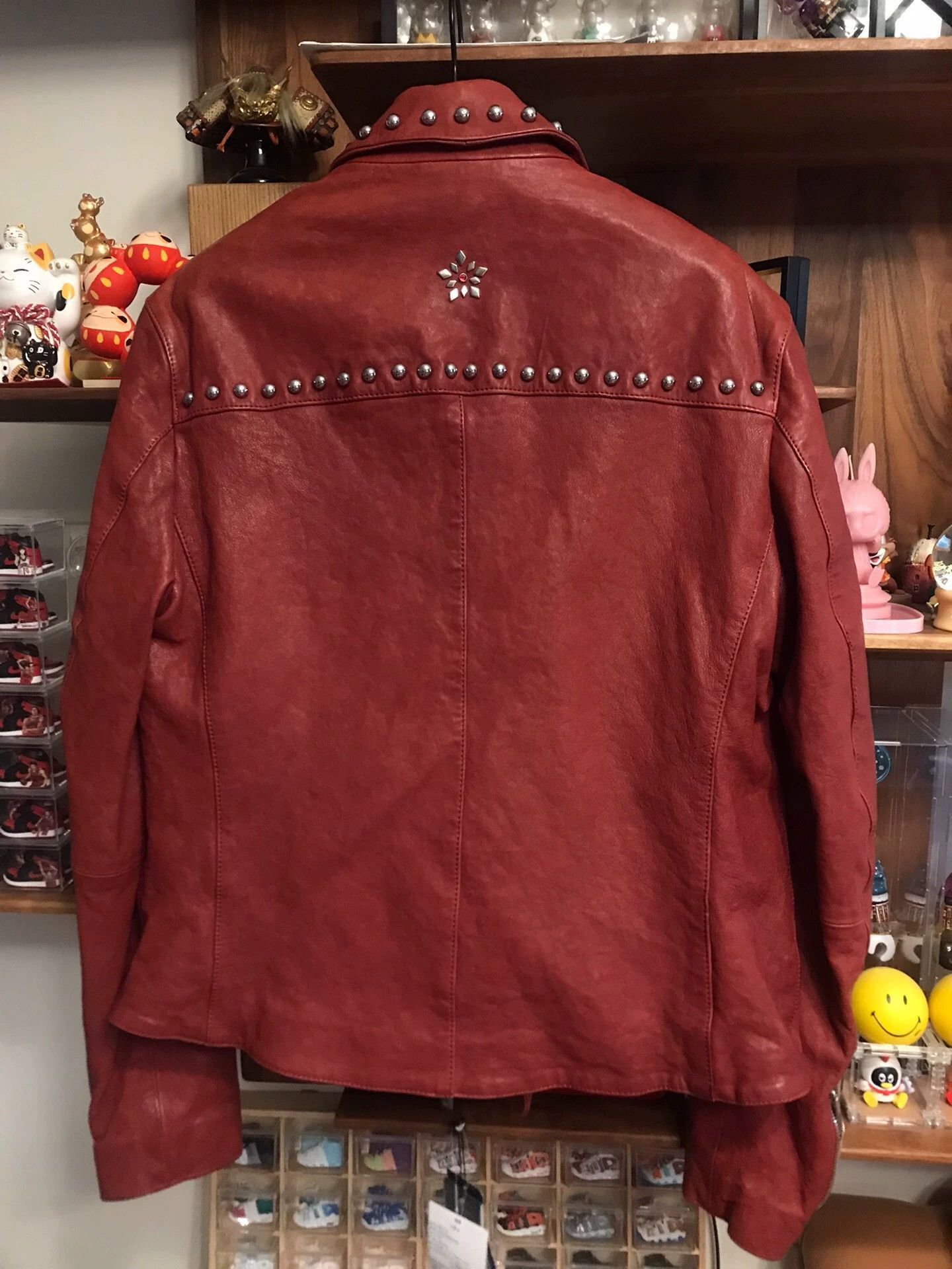 Emporio Armani Red Studded Leather Biker Jacket Size US M / EU 48-50 / 2 - 2 Thumbnail