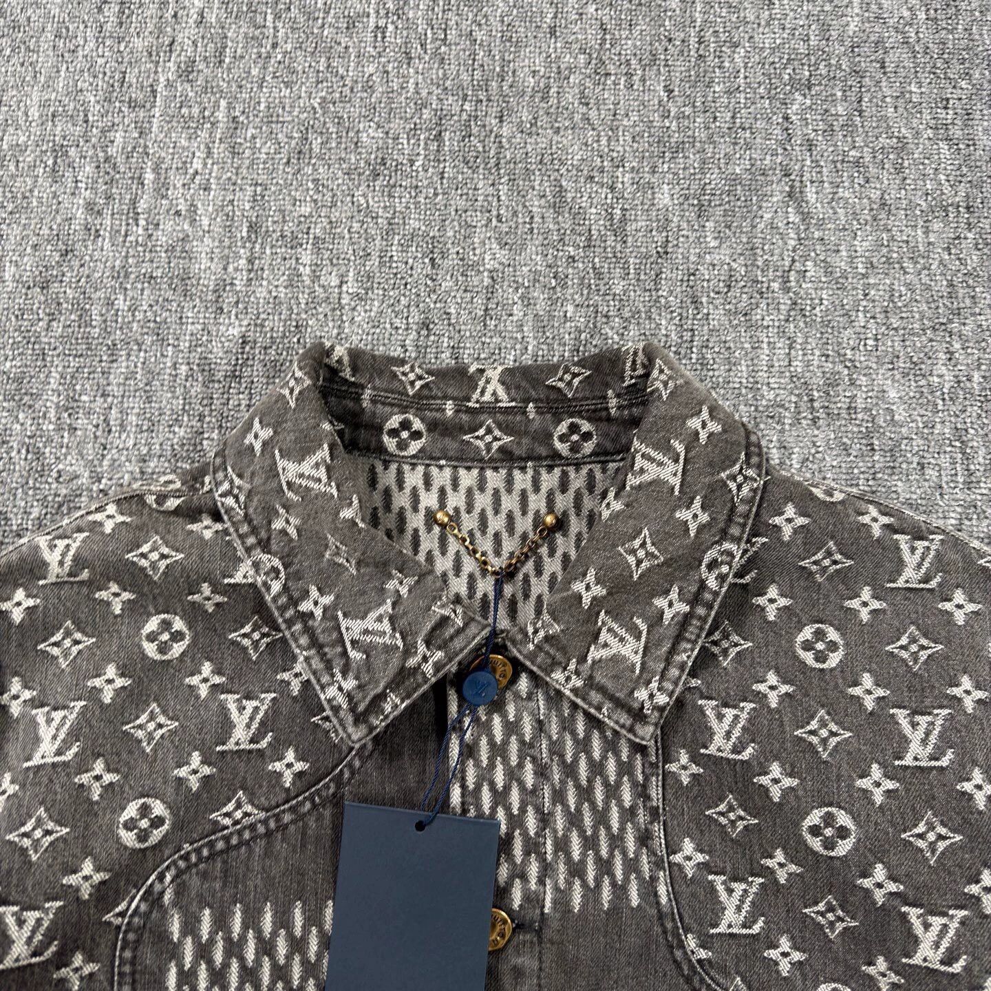 Louis Vuitton Black Patterned Denim Jacket Size M Size US M / EU 48-50 / 2 - 6 Thumbnail