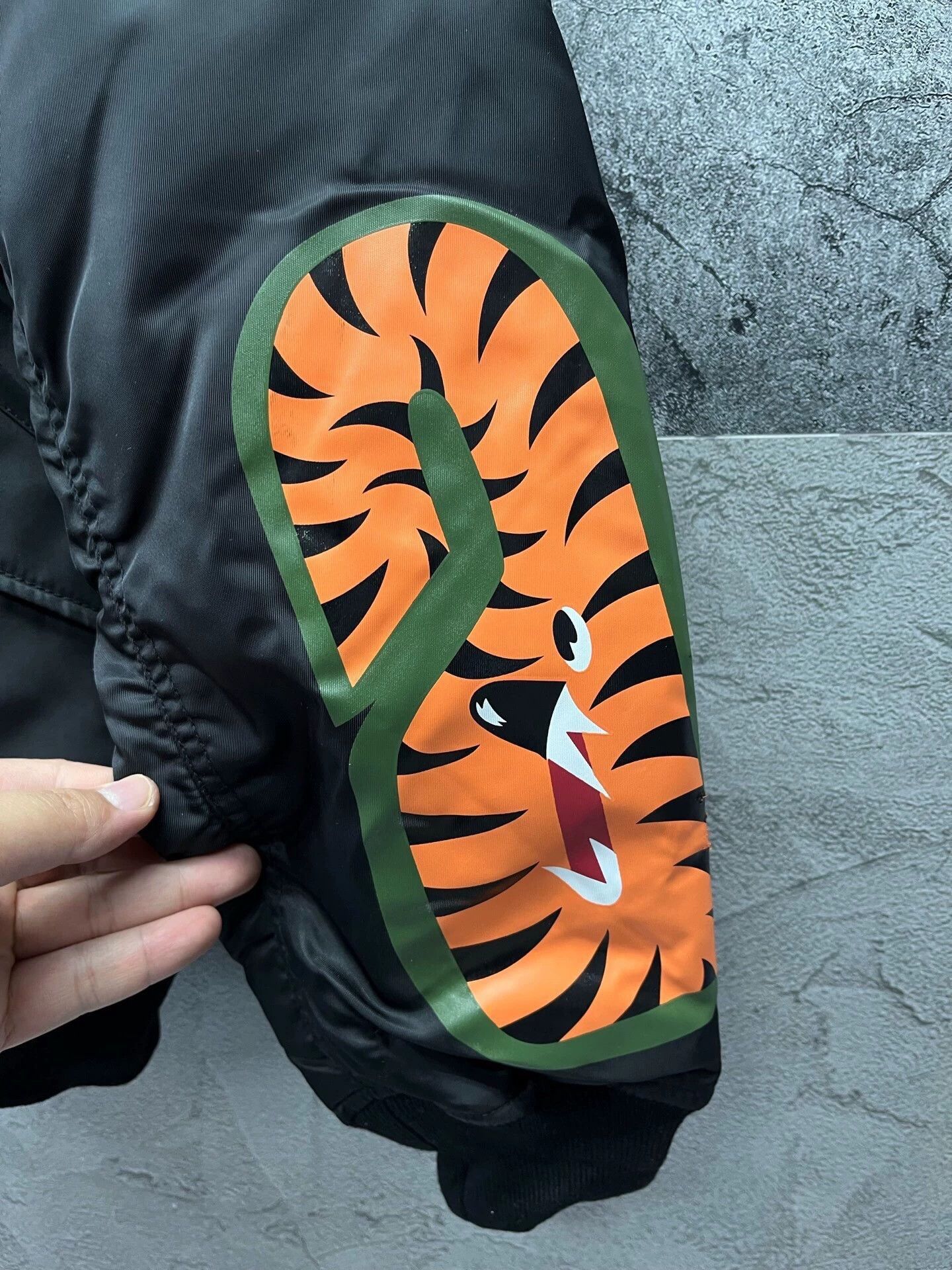 Bape Black Bomber Jacket with Colorful Sleeve Graphics - L Size US L / EU 52-54 / 3 - 3 Thumbnail