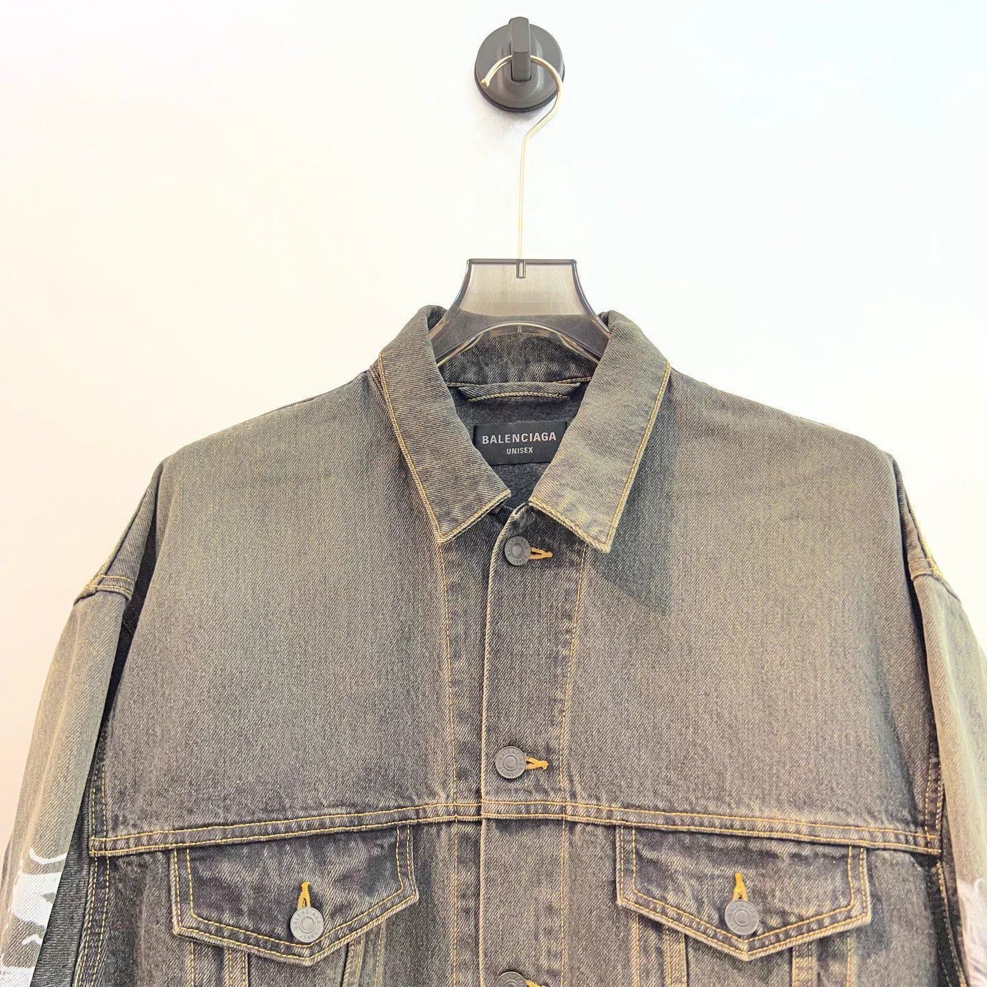Balenciaga Black Denim Jacket with Sleeve Graphics Size US S / EU 44-46 / 1 - 4 Thumbnail