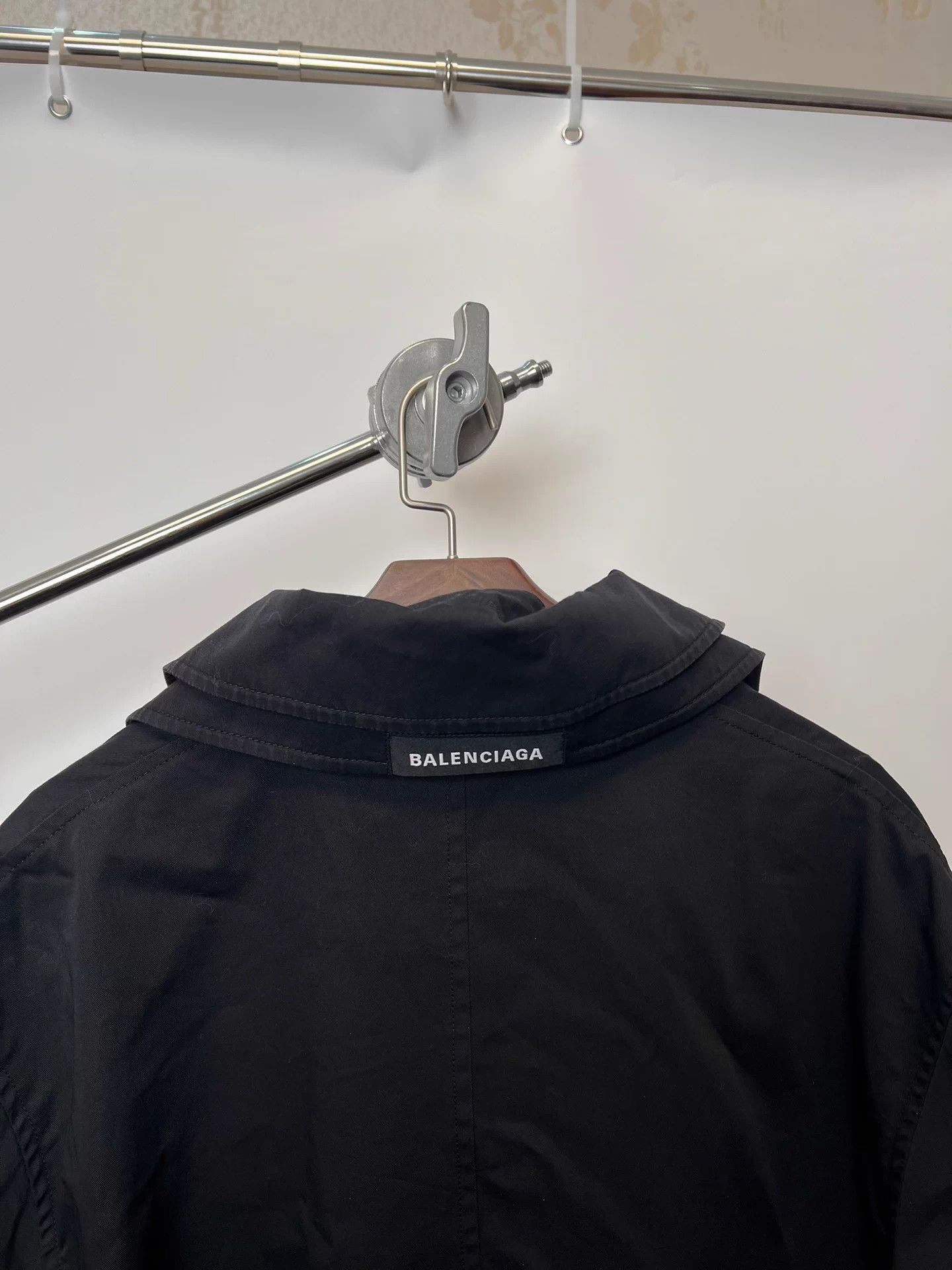 Balenciaga Black Long Coat with Collar and Pockets Size US S / EU 44-46 / 1 - 5 Thumbnail