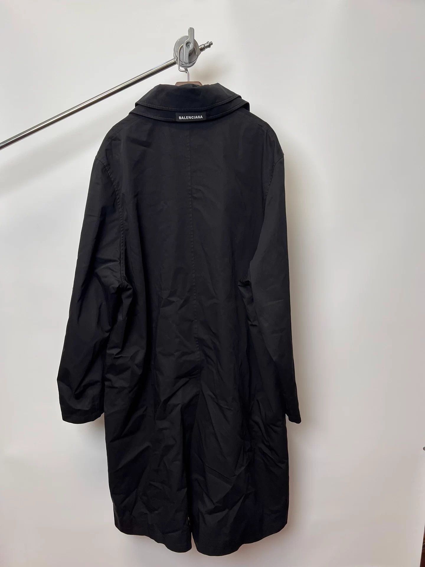 Balenciaga Black Long Coat with Collar and Pockets Size US S / EU 44-46 / 1 - 4 Thumbnail