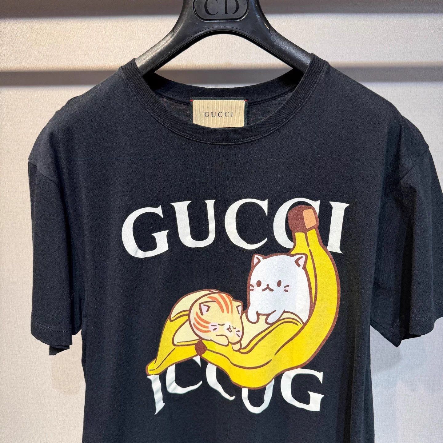 Gucci Black Short Sleeve Graphic T-Shirt with Banana & Cats Size US S / EU 44-46 / 1 - 3 Thumbnail