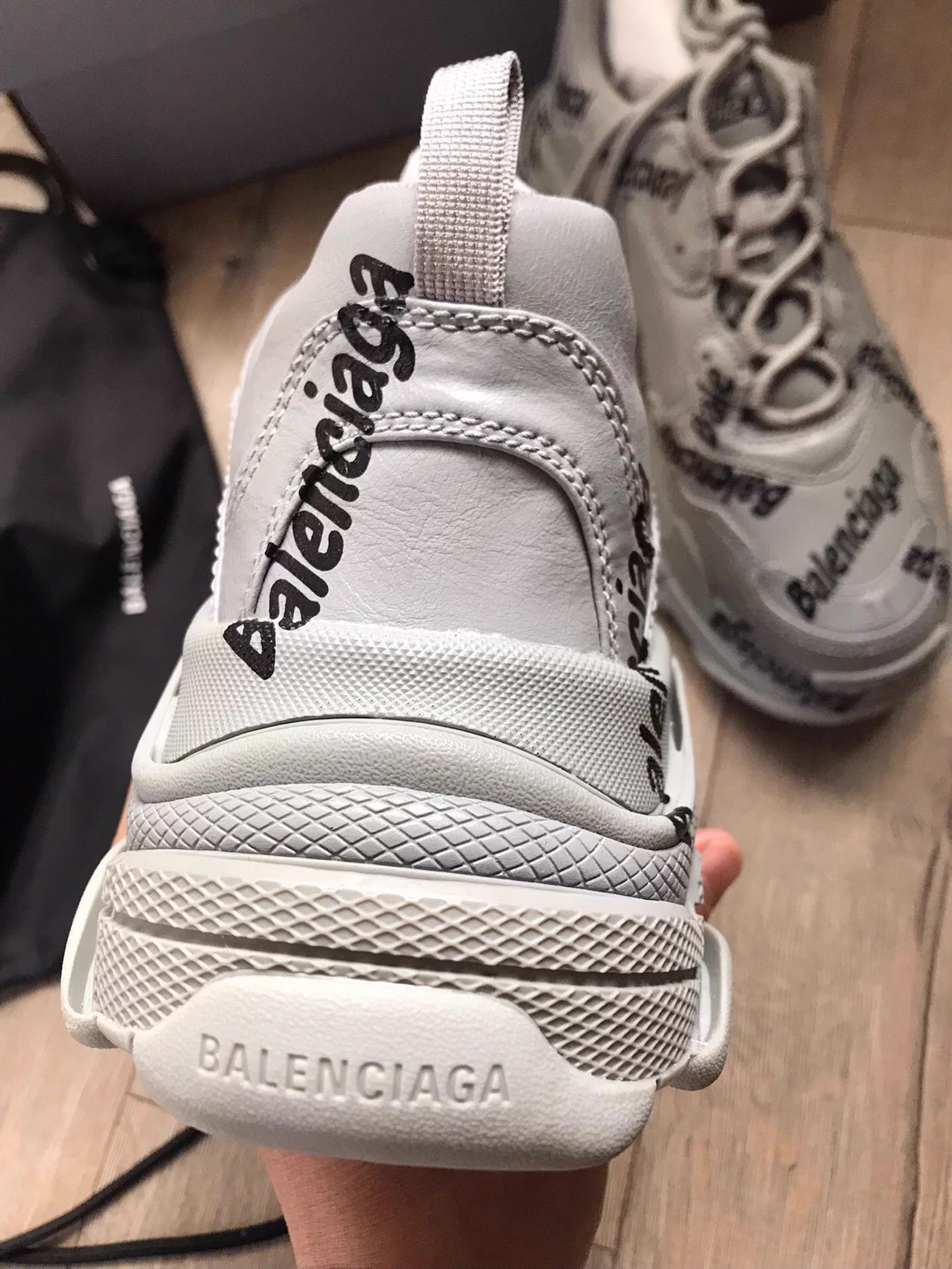 Balenciaga Gray High-Top Sneakers with Logo Print, Size 11 Size US 11 / EU 44 - 3 Thumbnail