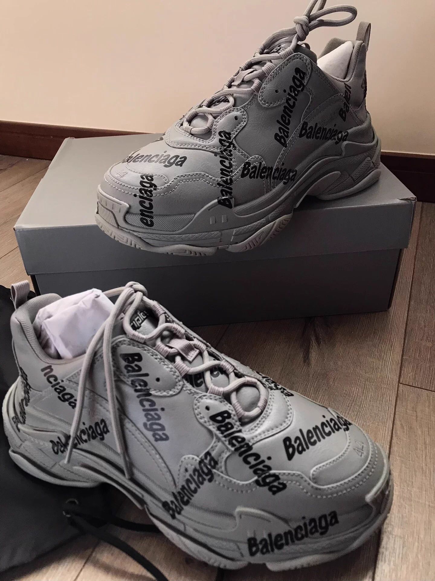 Balenciaga Gray High-Top Sneakers with Logo Print, Size 11 Size US 11 / EU 44 - 6 Thumbnail