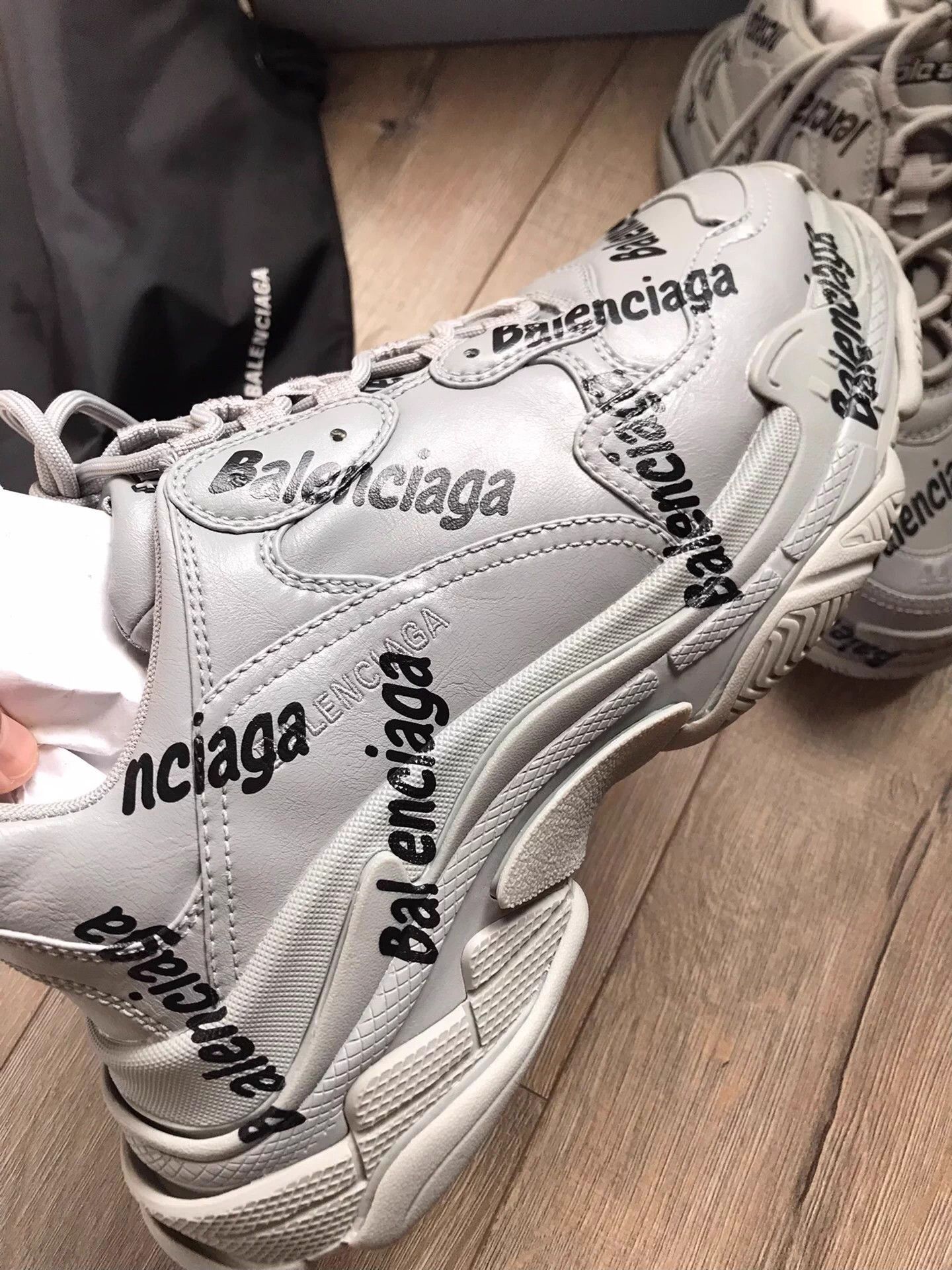 Balenciaga Gray High-Top Sneakers with Logo Print, Size 11 Size US 11 / EU 44 - 4 Thumbnail