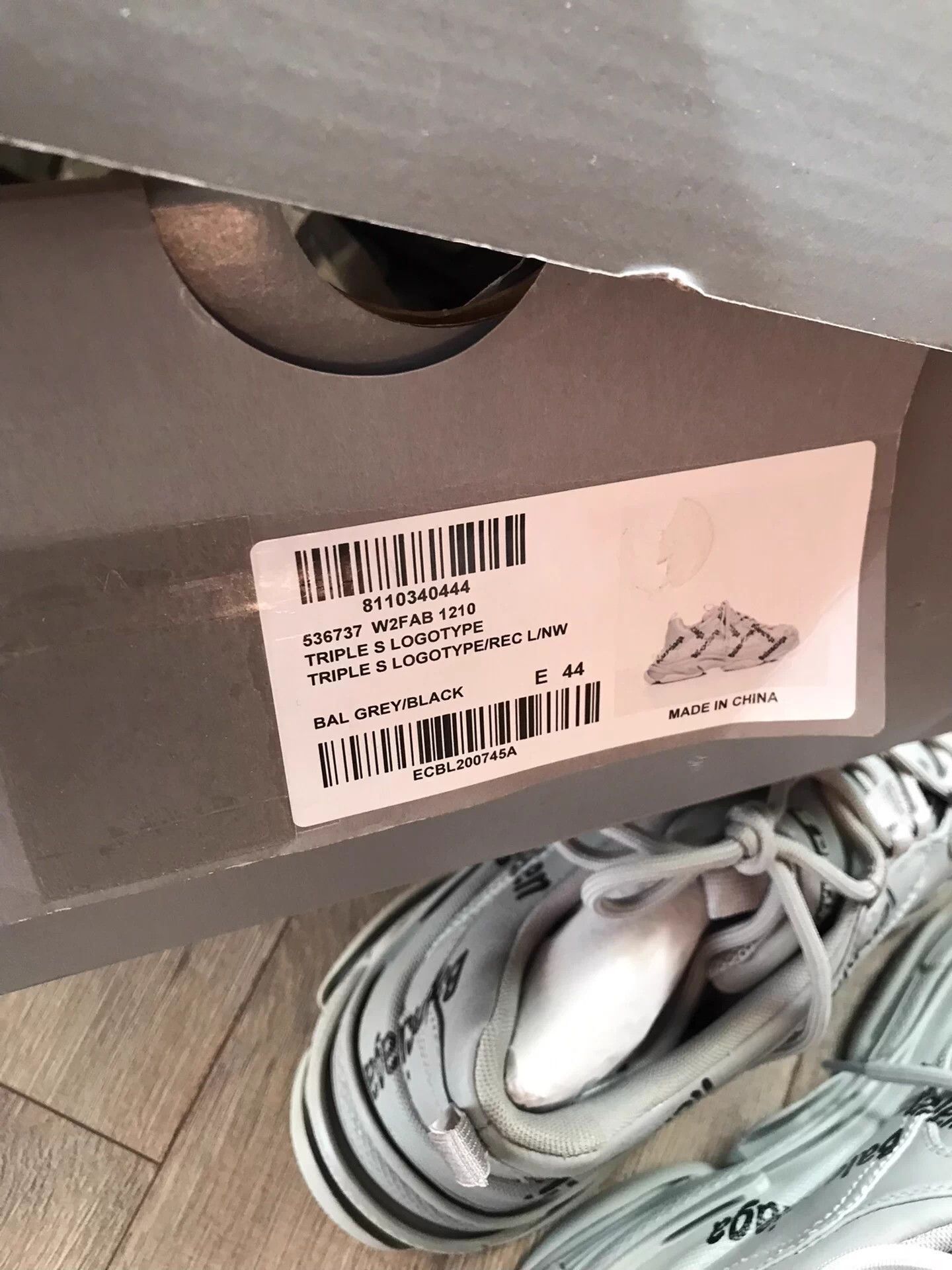 Balenciaga Gray High-Top Sneakers with Logo Print, Size 11 Size US 11 / EU 44 - 8 Thumbnail