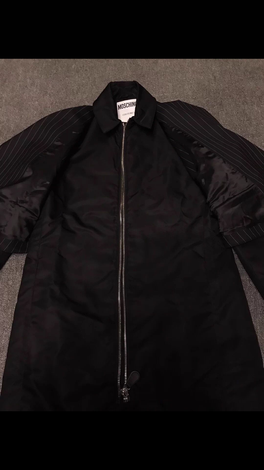 Moschino Black Striped Double-Breasted Long Coat Size US S / EU 44-46 / 1 - 4 Thumbnail
