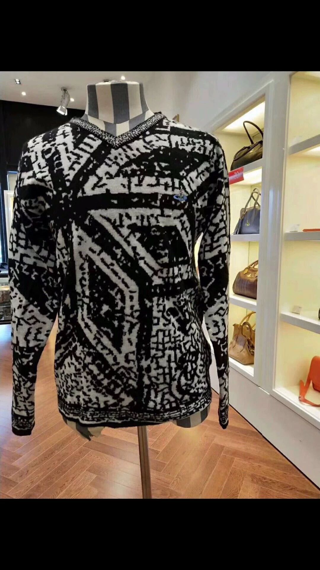 Vivienne Westwood V-Neck Multi Pattern Sweater - XL Size US XL / EU 56 / 4 - 8 Thumbnail