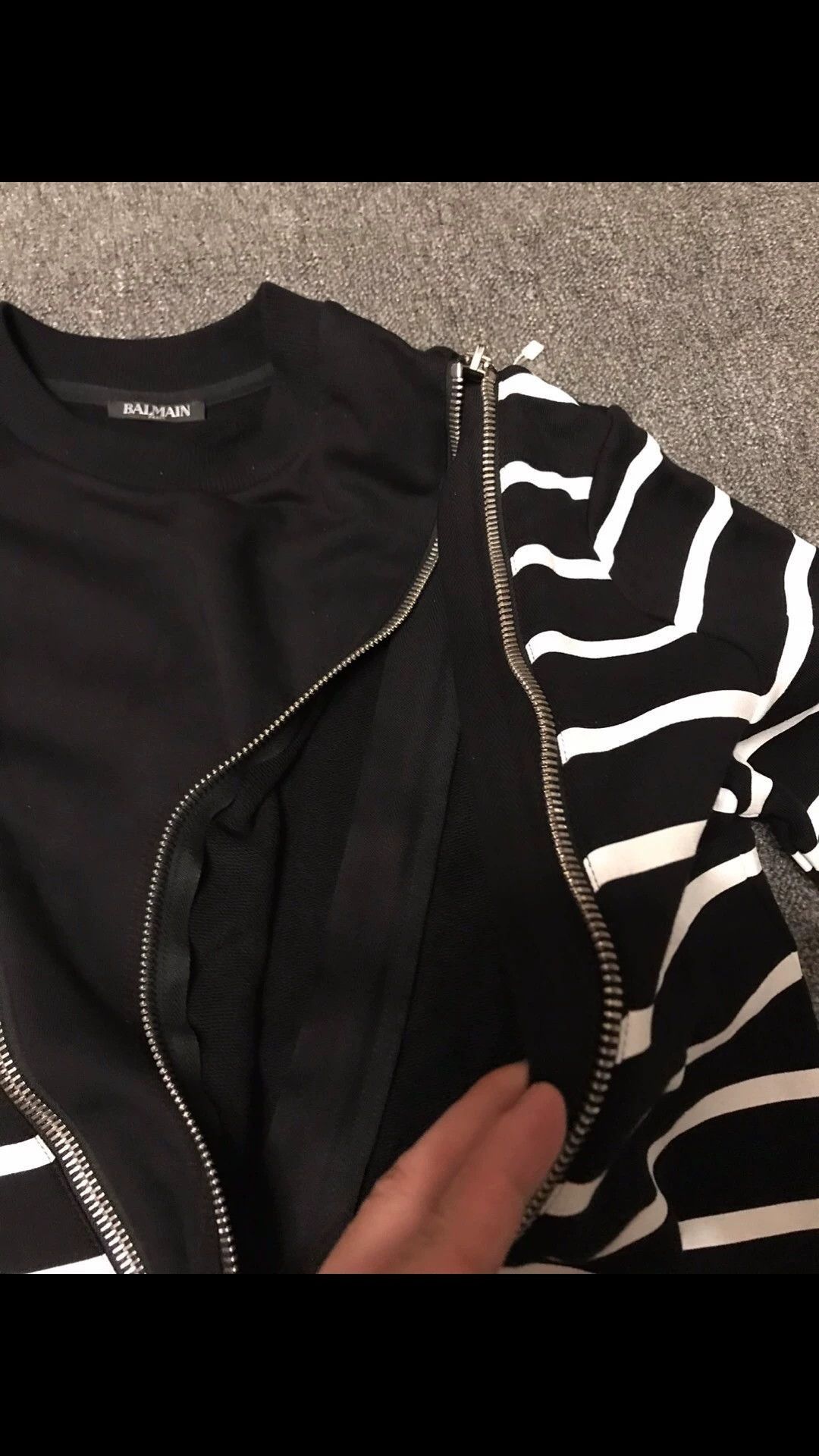 Balmain Black Striped Long Sleeve Shirt with Zipper Accents Size US XL / EU 56 / 4 - 4 Thumbnail