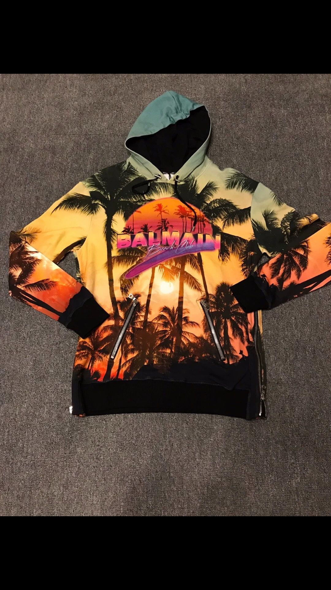 Balmain Multi Sunset Palm Tree Print Hoodie Size US S / EU 44-46 / 1 - 3 Thumbnail