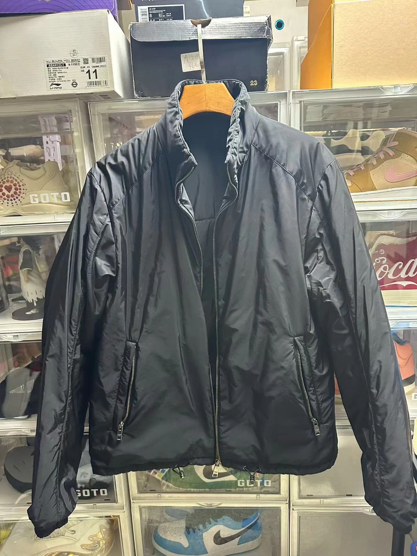 Prada Black High Collar Zip Front Light Jacket L Size US L / EU 52-54 / 3 - 3 Thumbnail