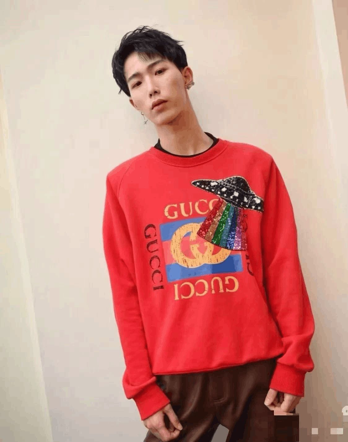 Gucci Red Long Sleeve Graphic Sweatshirt Size US L / EU 52-54 / 3 - 2 Thumbnail