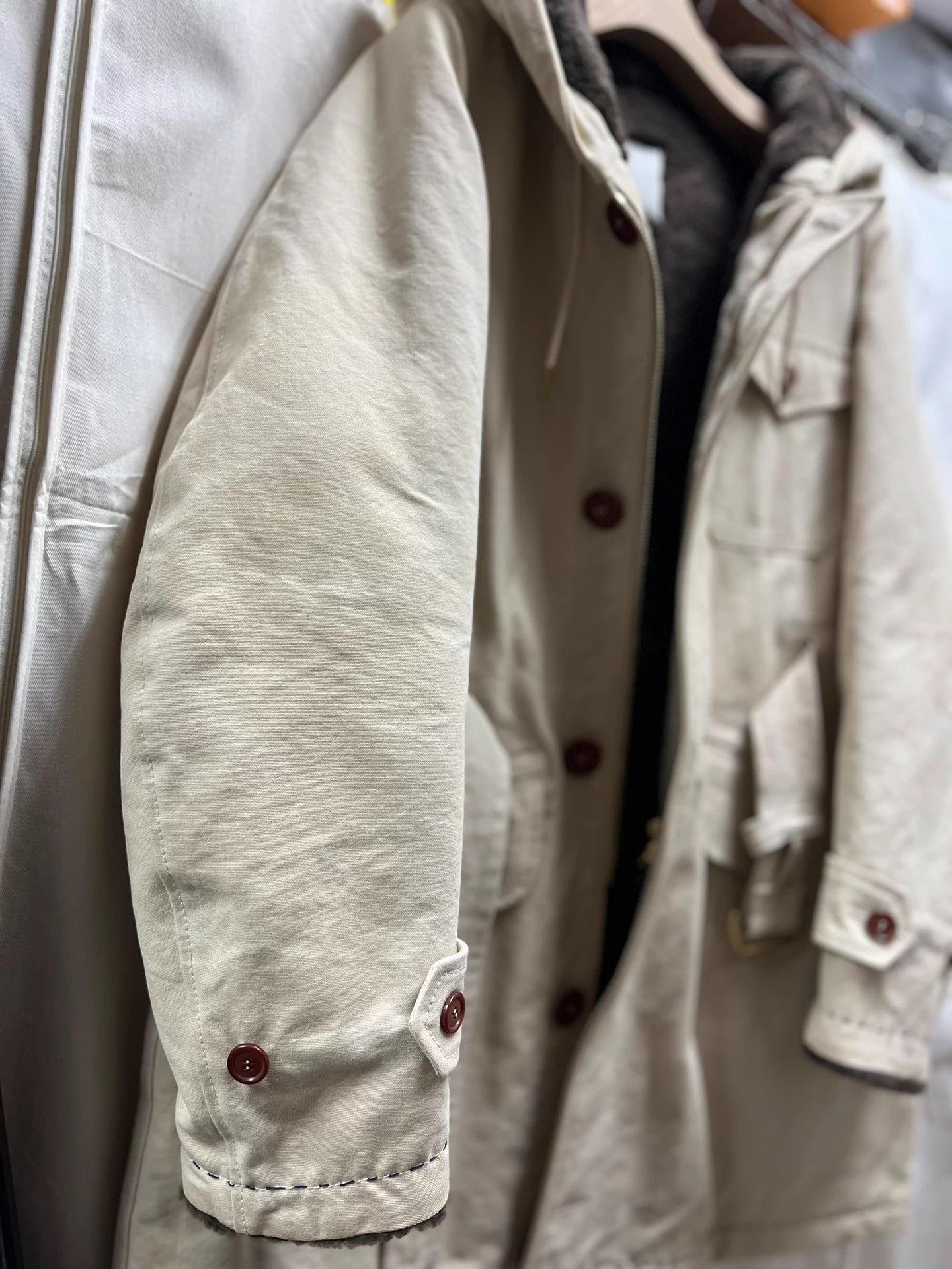 Visvim Beige Hooded Parka with Fleece Lining (Size S) Size US S / EU 44-46 / 1 - 4 Thumbnail