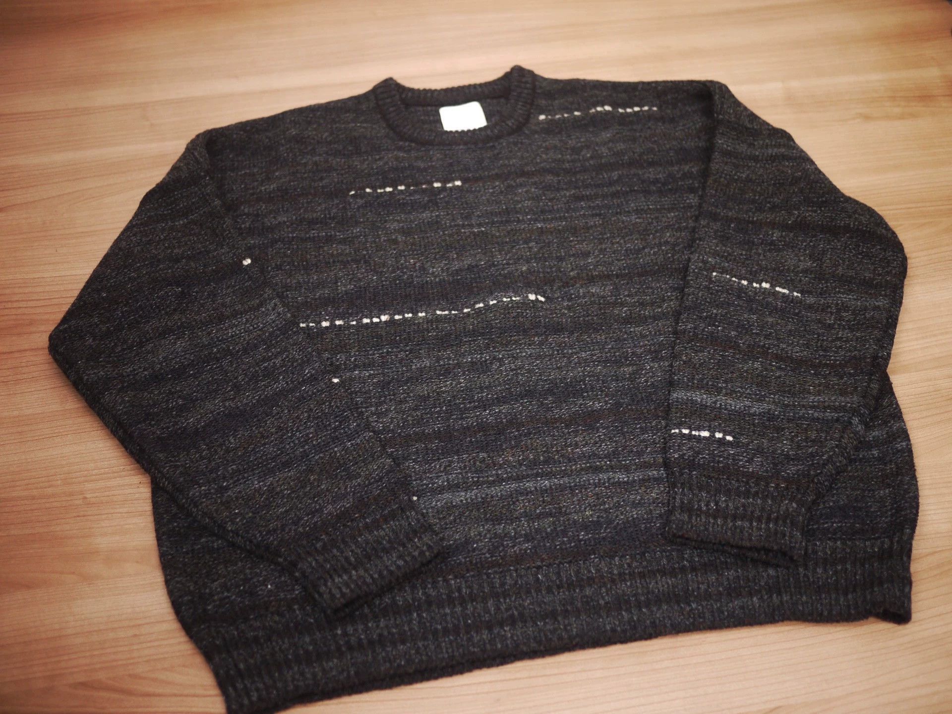 Visvim Black Striped Knit Sweater with Embroidered Details Size US L / EU 52-54 / 3 - 2 Thumbnail