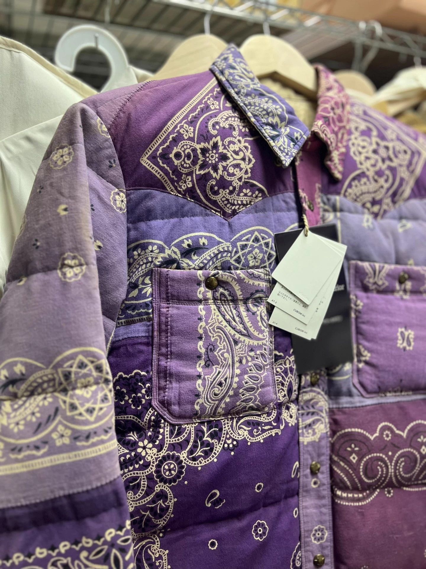Visvim Purple Bandana Pattern Quilted Button-Up Shirt Size US M / EU 48-50 / 2 - 2 Thumbnail