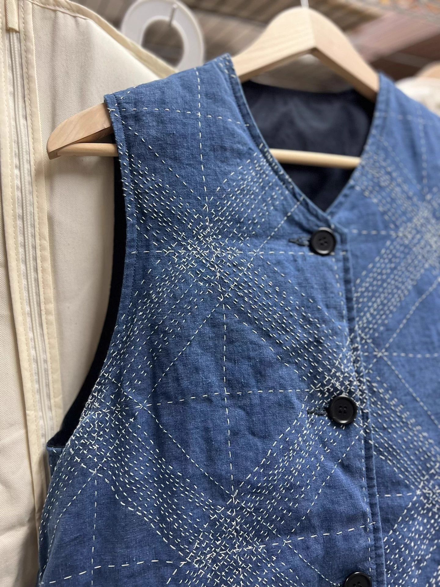Visvim Blue Diamond Stitch Sleeveless Vest Size US S / EU 44-46 / 1 - 3 Thumbnail