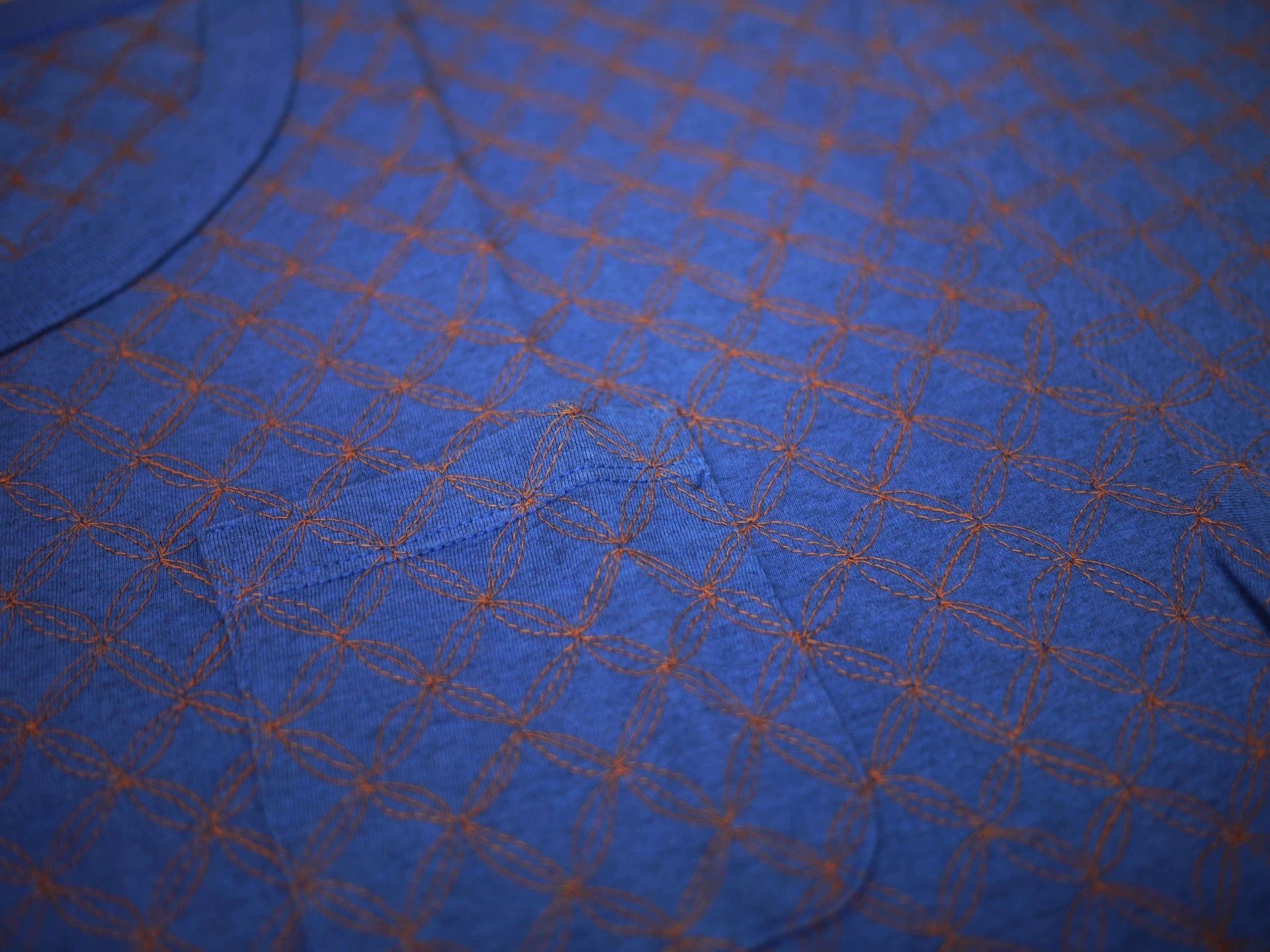 Visvim Blue Diamond Pattern Short Sleeve T-Shirt with Pocket Size US S / EU 44-46 / 1 - 5 Thumbnail