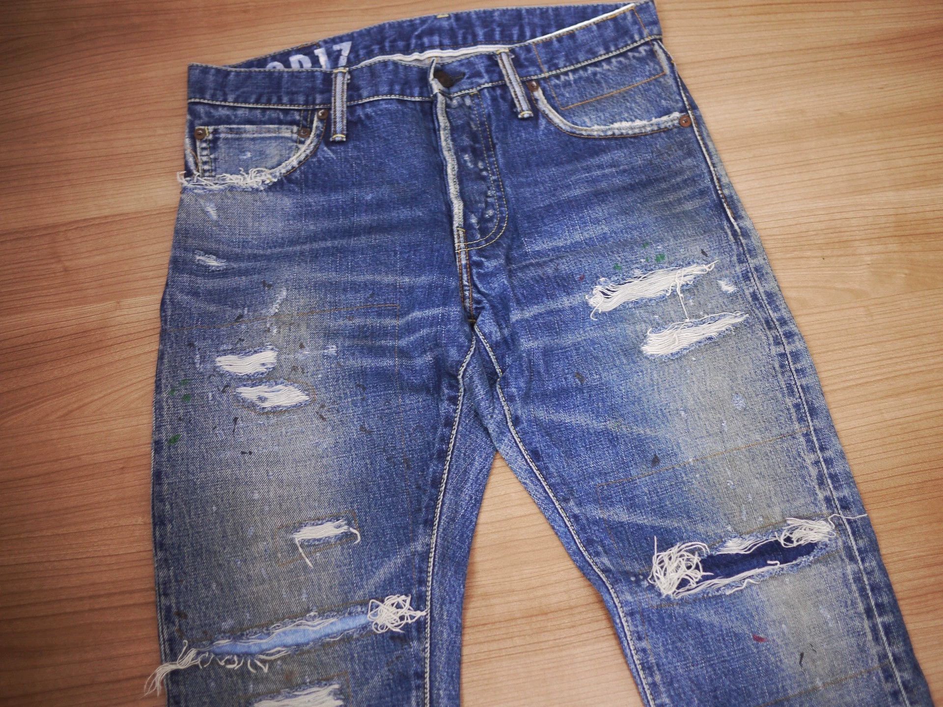 Visvim Blue Distressed Denim Jeans with Paint Splatter Size US 32 / EU 48 - 3 Thumbnail