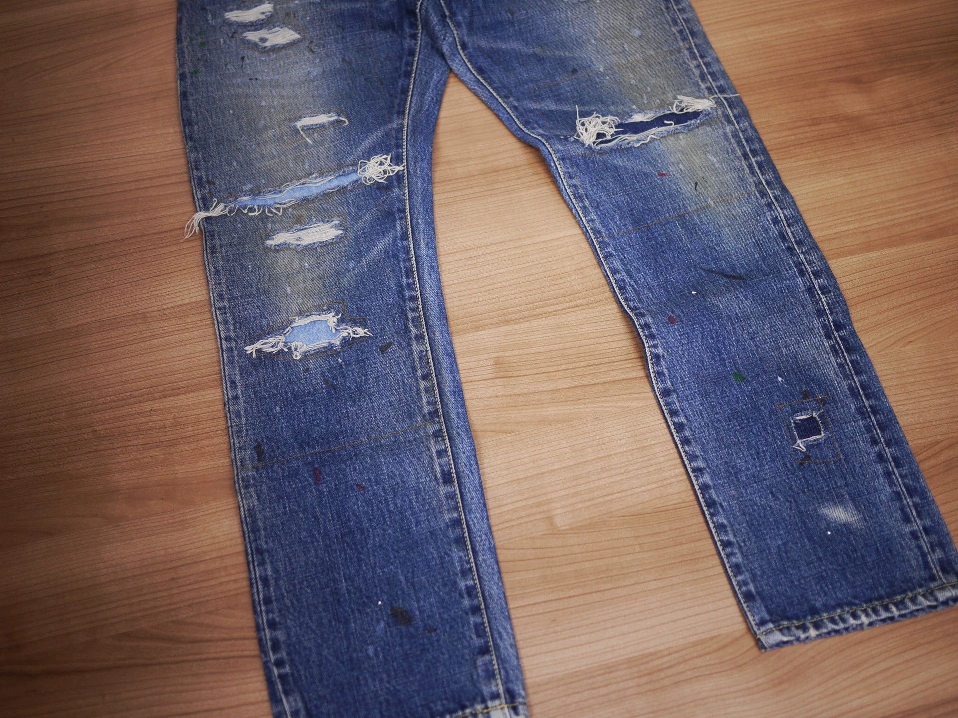 Visvim Blue Distressed Denim Jeans with Paint Splatter Size US 32 / EU 48 - 4 Thumbnail