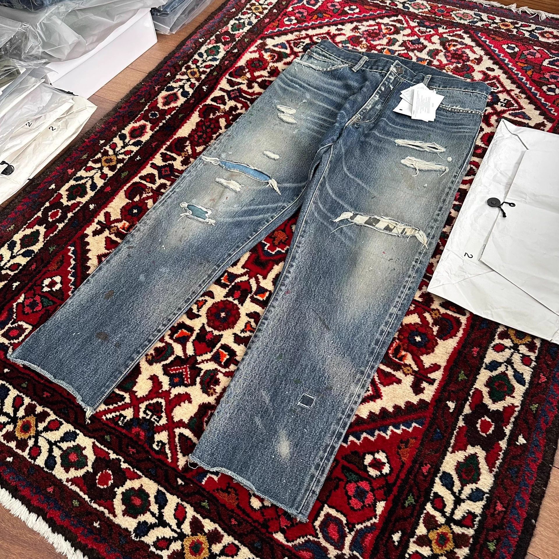 Blue Distressed Denim Jeans Size 32