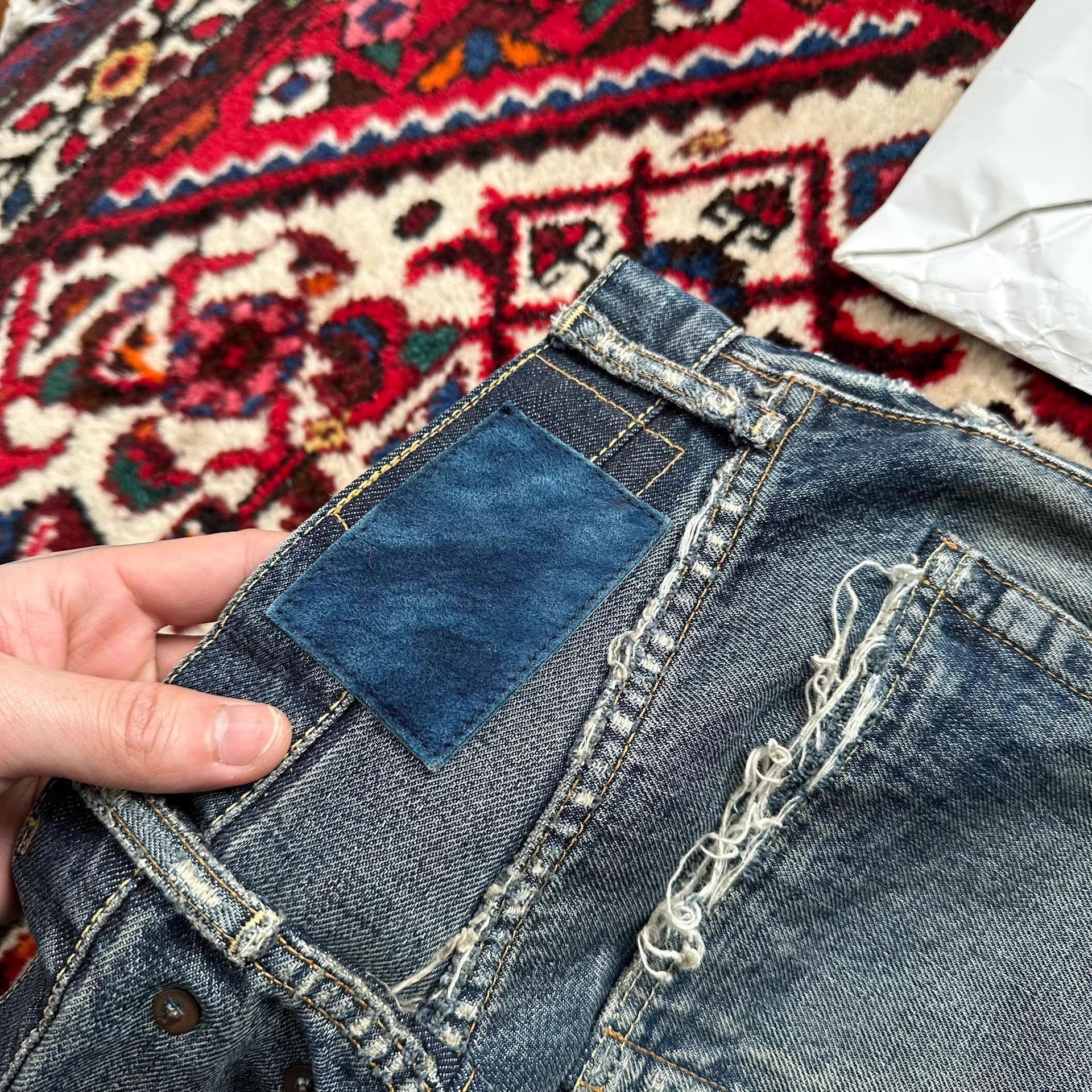 Blue Distressed Denim Jeans Size 32