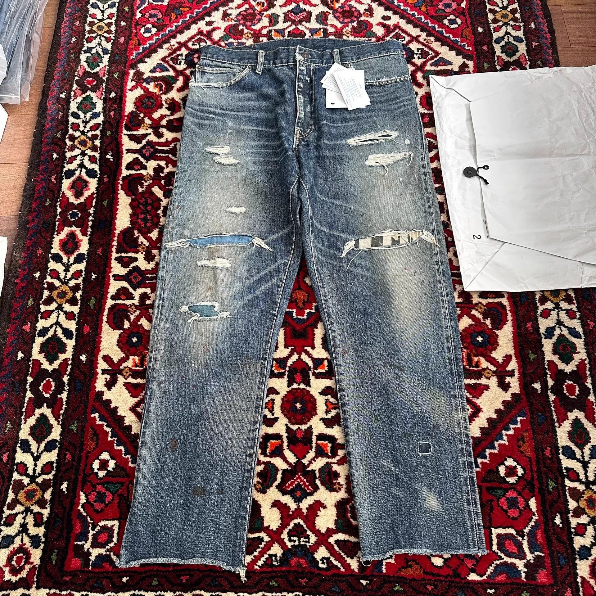 Blue Distressed Denim Jeans Size 32