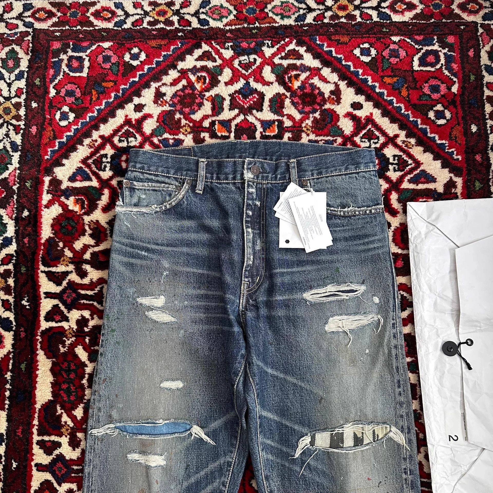 Blue Distressed Denim Jeans Size 32