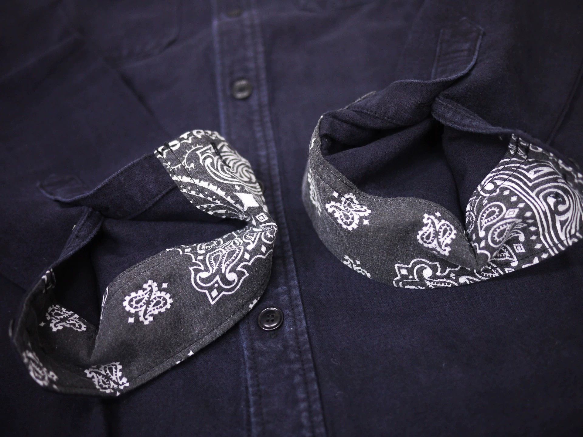 Visvim Black Long Sleeve Button-Up Shirt with Bandana Cuffs Size US M / EU 48-50 / 2 - 6 Thumbnail