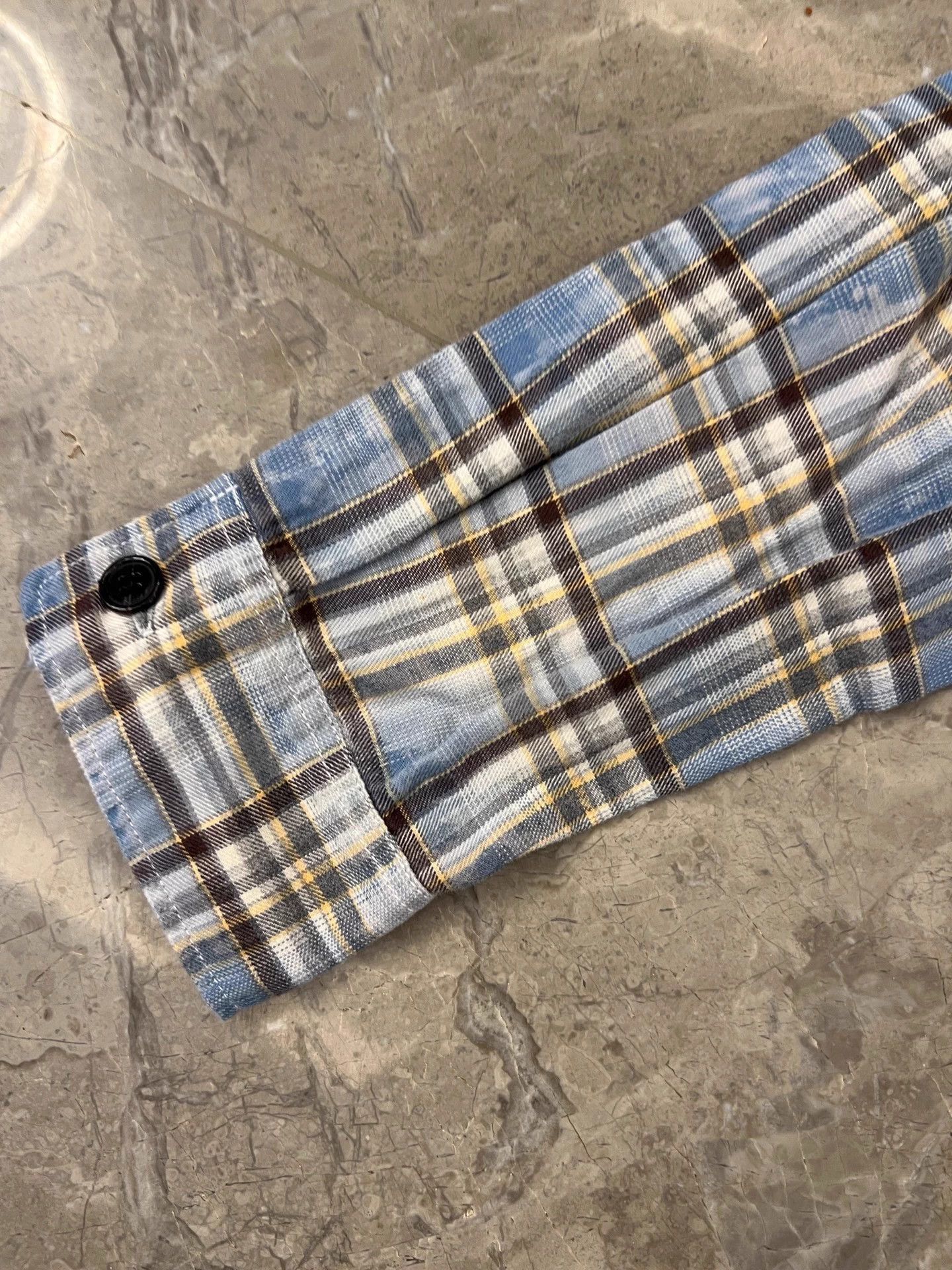 Saint Laurent Paris Blue Plaid Button-Up Shirt with Distressed Hem Size US S / EU 44-46 / 1 - 7 Thumbnail