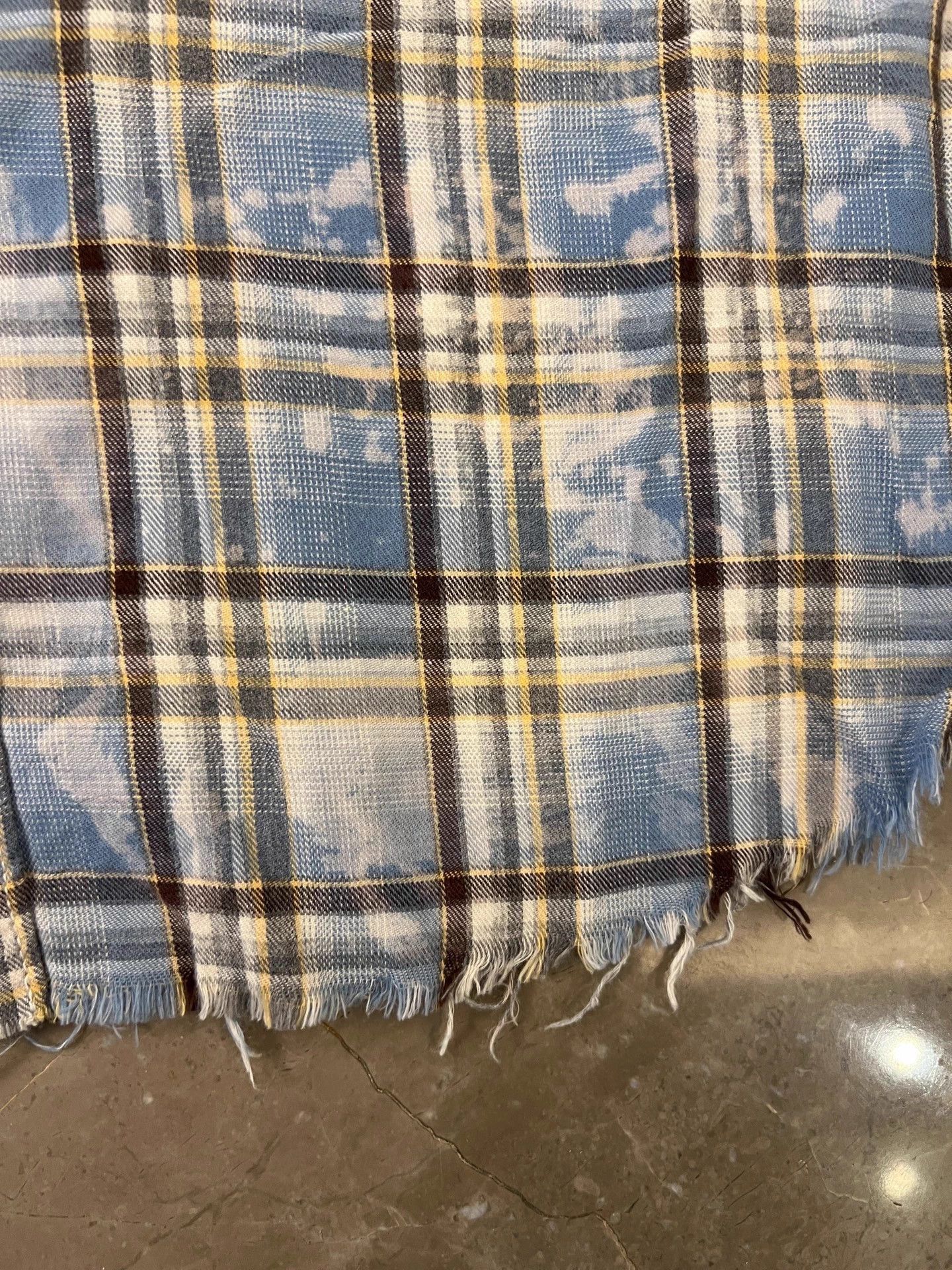 Saint Laurent Paris Blue Plaid Button-Up Shirt with Distressed Hem Size US S / EU 44-46 / 1 - 5 Thumbnail