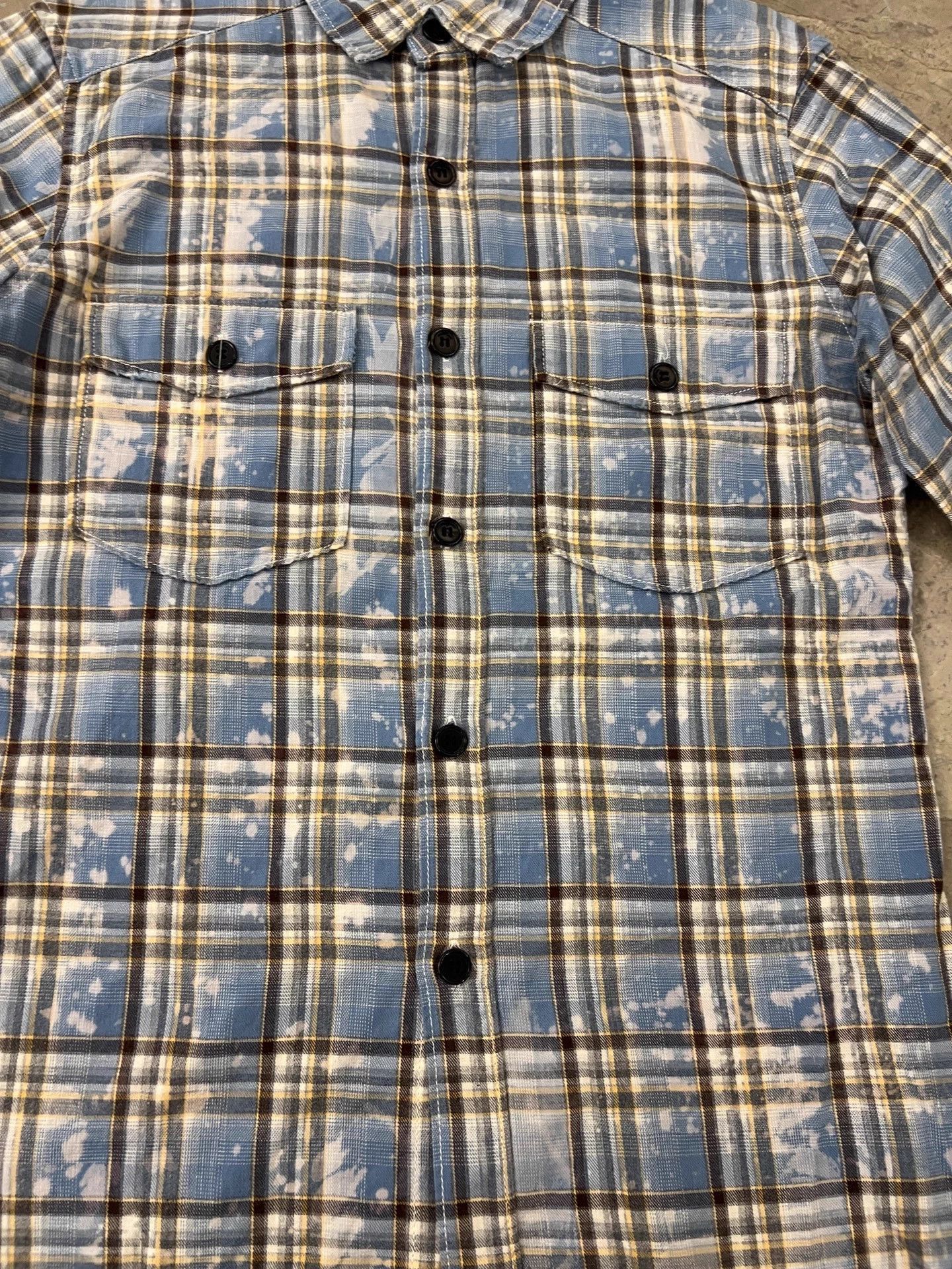 Saint Laurent Paris Blue Plaid Button-Up Shirt with Distressed Hem Size US S / EU 44-46 / 1 - 6 Thumbnail
