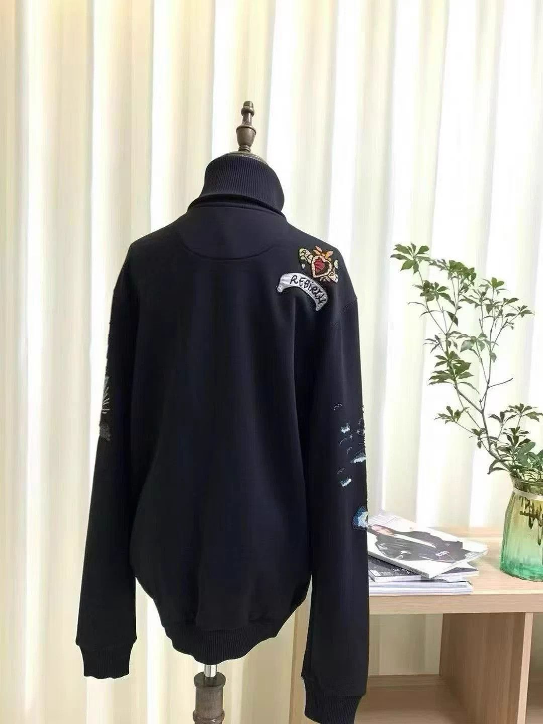 Valentino Black Embroidered Zip-Up Sweatshirt Size US L / EU 52-54 / 3 - 4 Thumbnail