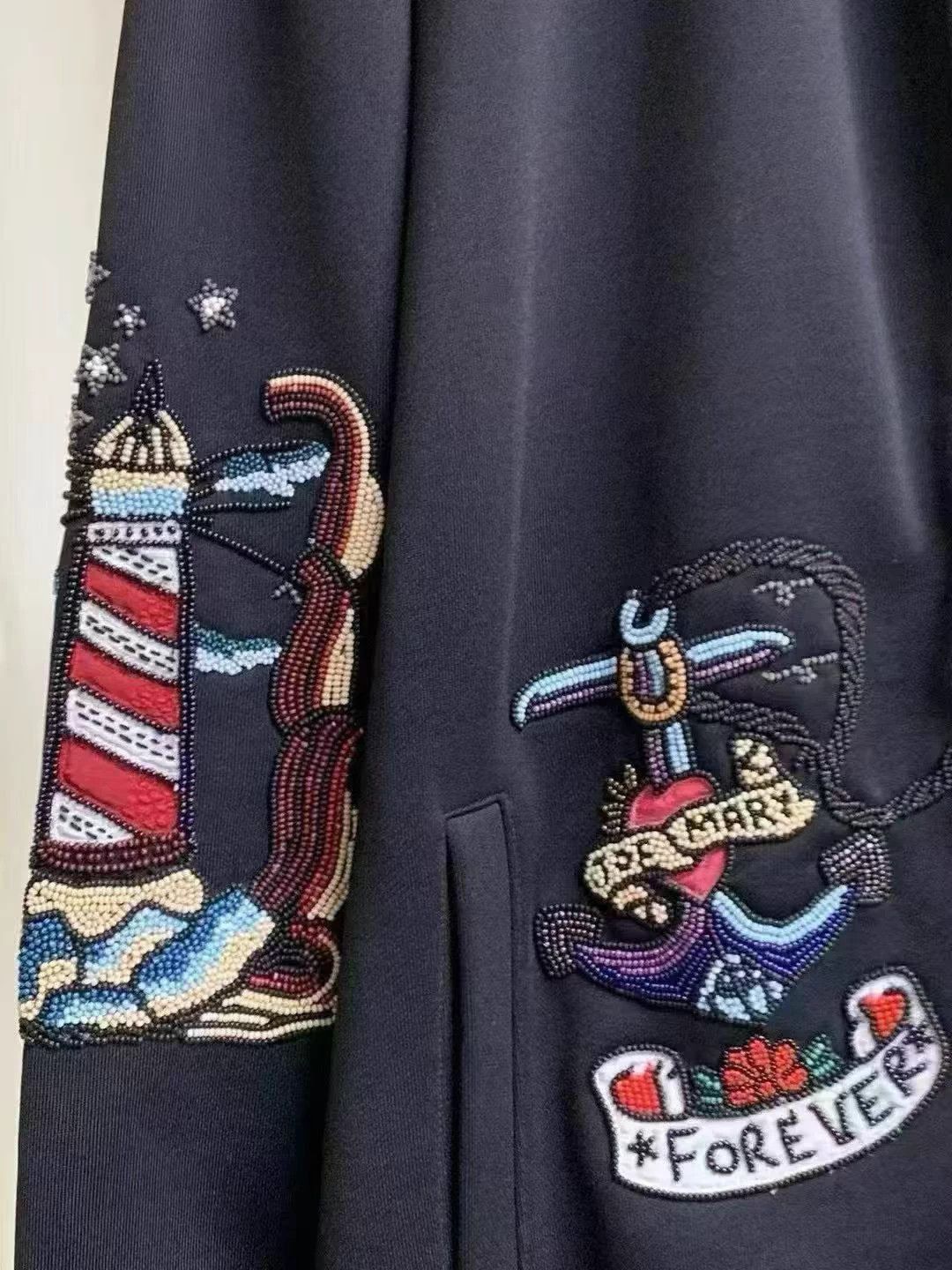 Valentino Black Embroidered Zip-Up Sweatshirt Size US L / EU 52-54 / 3 - 3 Thumbnail