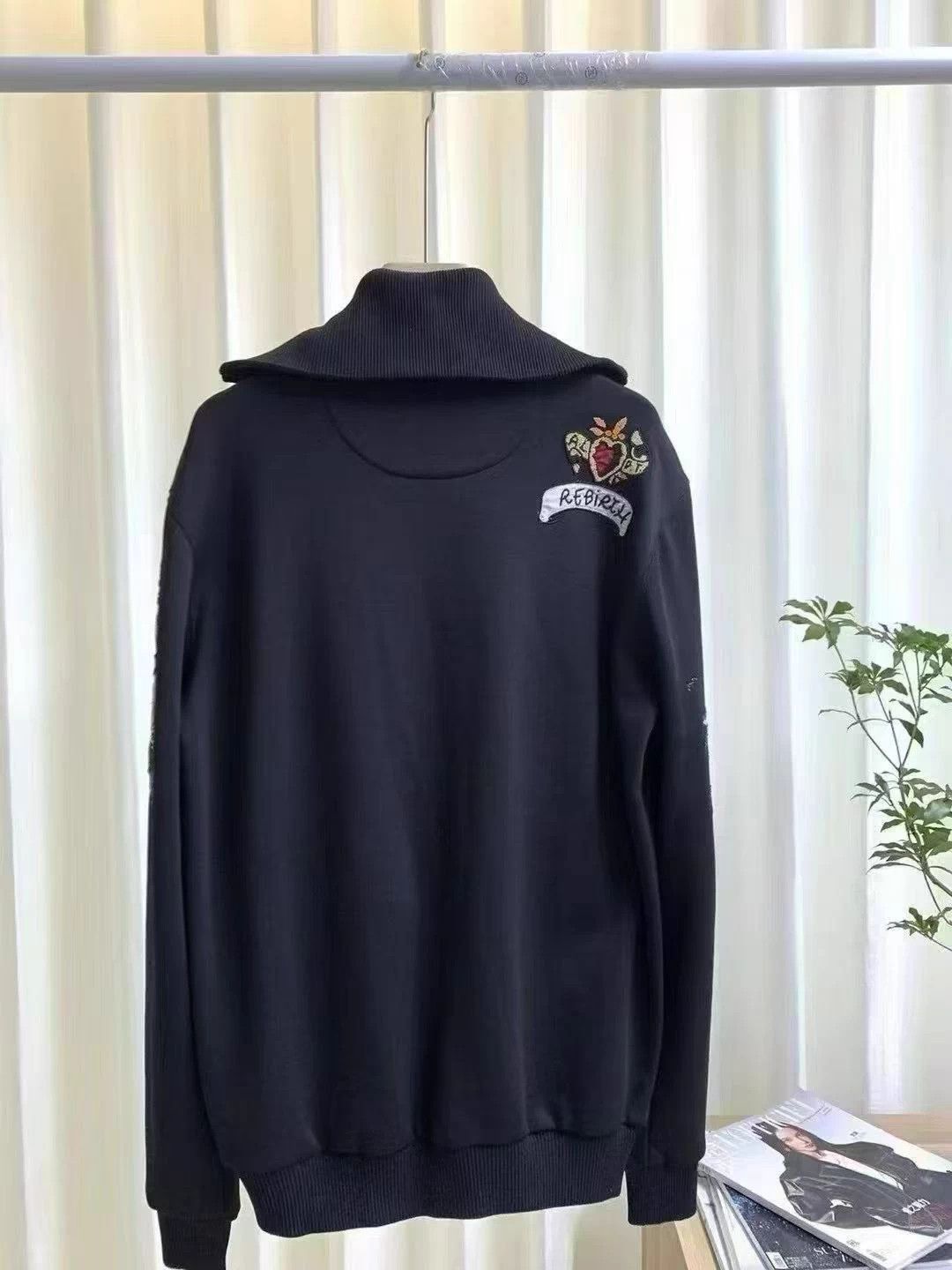 Valentino Black Embroidered Zip-Up Sweatshirt Size US L / EU 52-54 / 3 - 6 Thumbnail