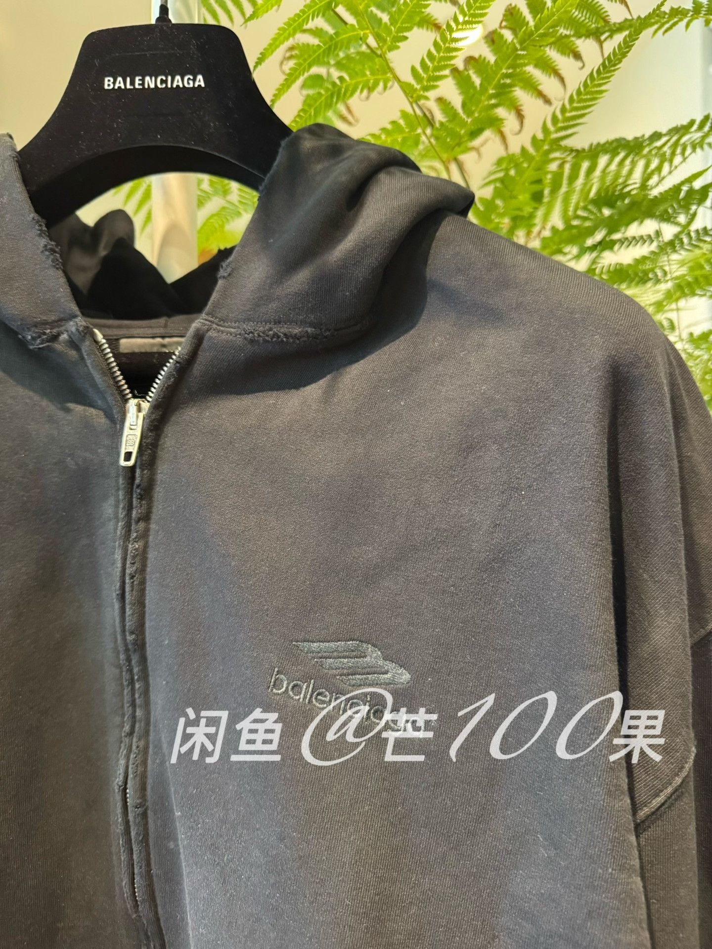 Balenciaga Balenciaga 24 Mud-Dyed Distressed Vedic Script Zip Hoodie Size US M / EU 48-50 / 2 - 2 Thumbnail