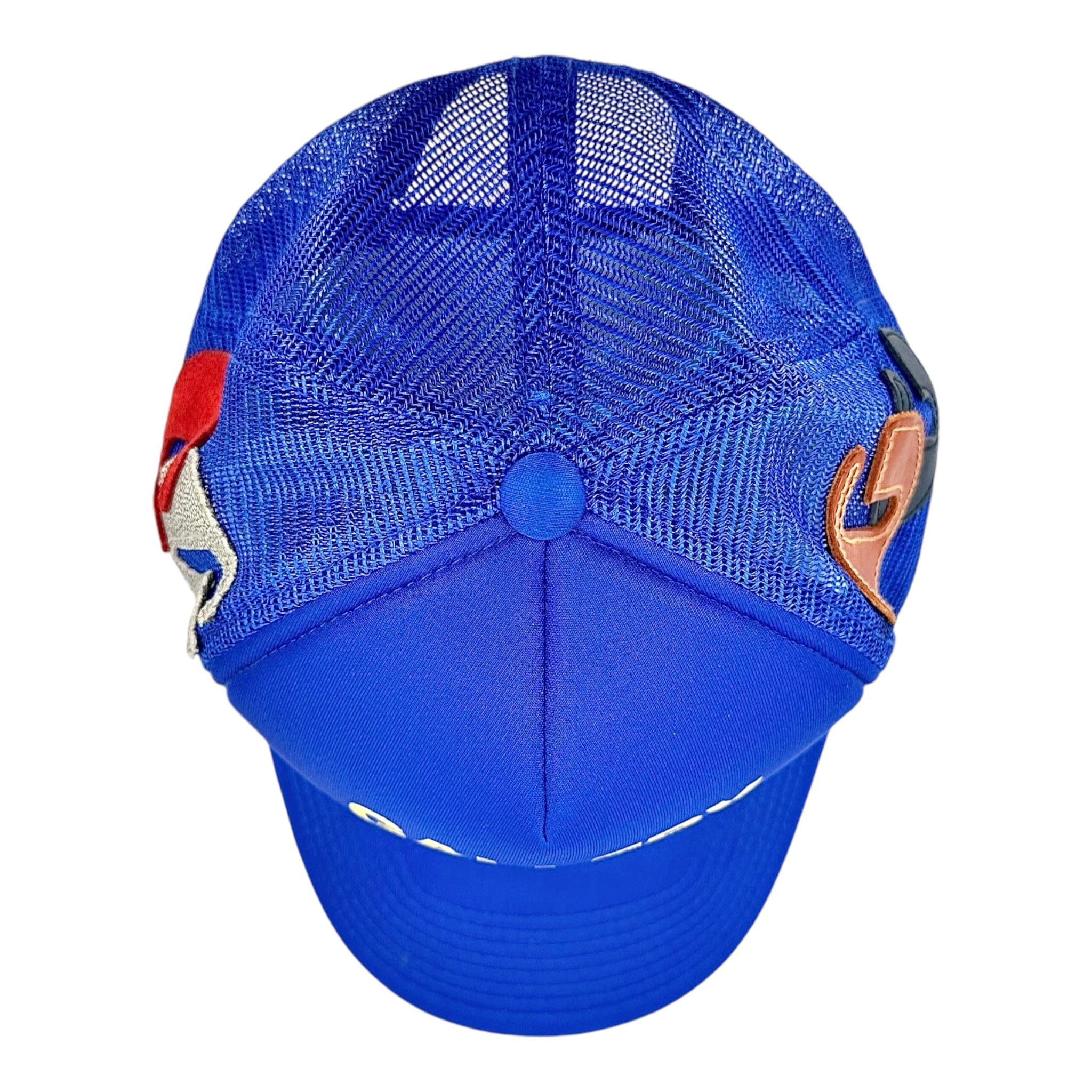 Gallery Dept. GD Logo Trucker Hat in Yellow Blue Gallery Dept Yellow Spell Blue Trucker Hat – The Gallery Online main image 4