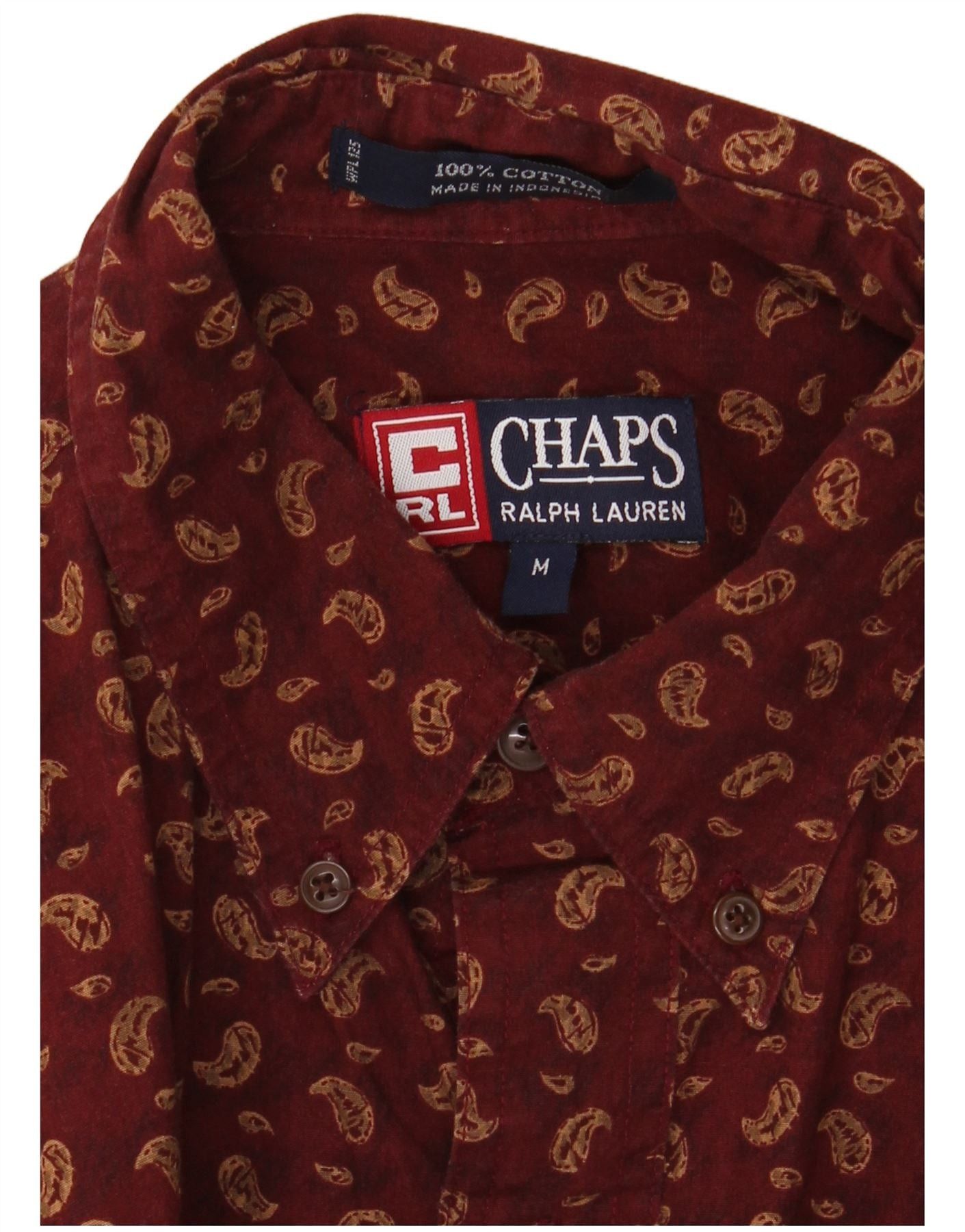 Chaps Ralph Lauren Mens Shirt Medium Burgundy Paisley Cotton Size US M / EU 48-50 / 2 - 3 Thumbnail