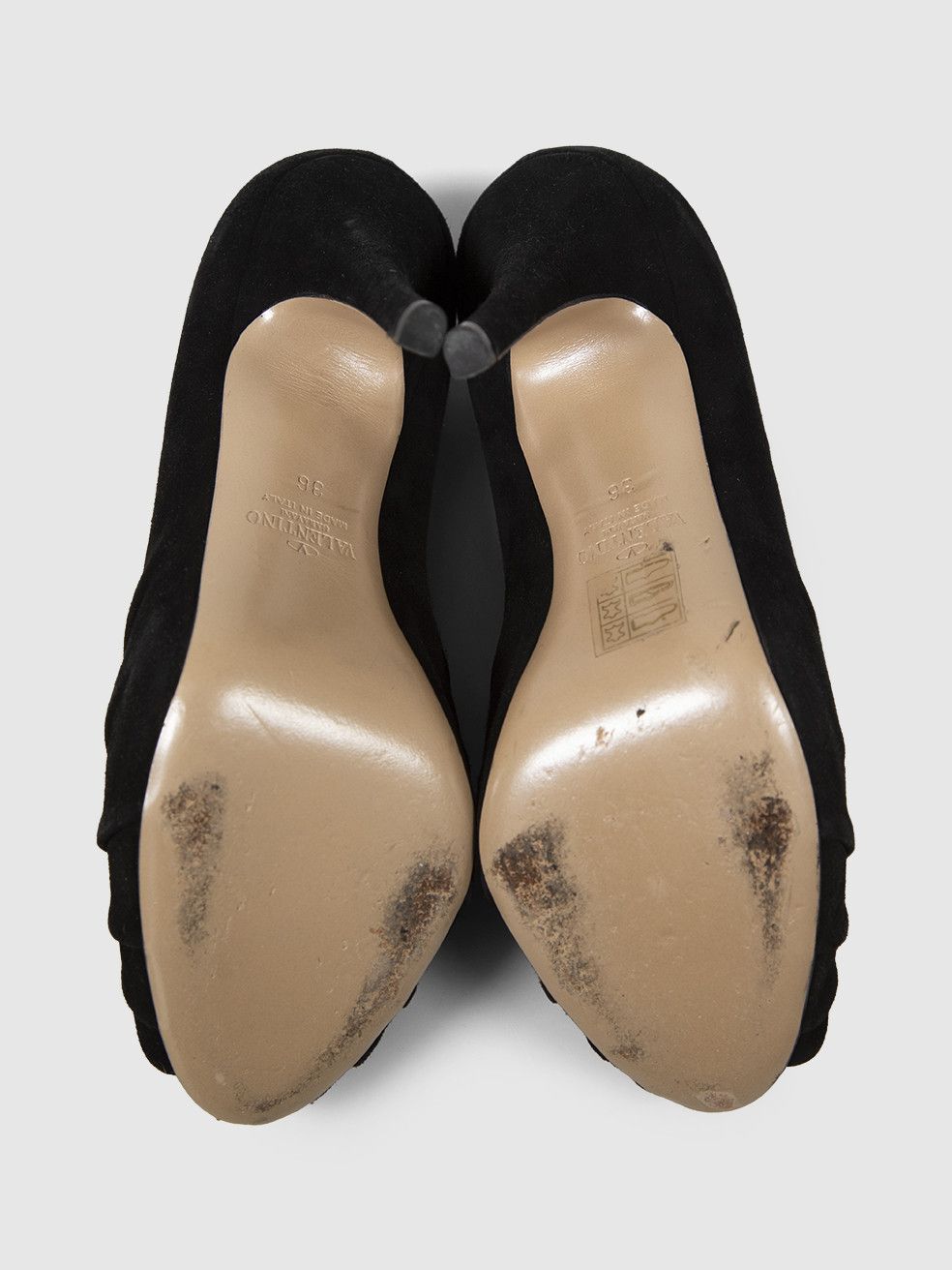 Valentino Black Suede Peep Toe Bow Heels Size US 6 / IT 36 - 3 Thumbnail