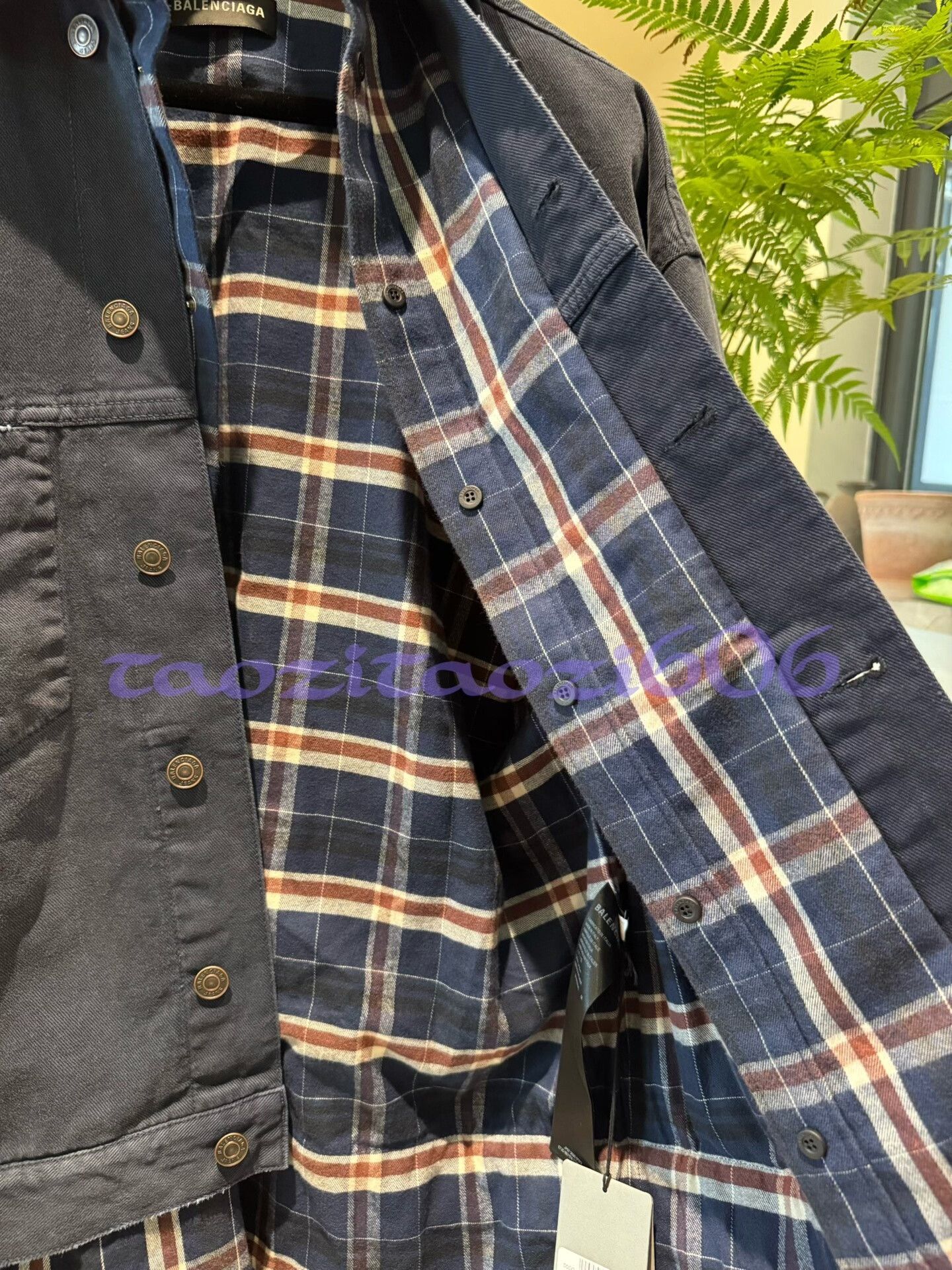 Balenciaga Balenciaga Two-Piece Plaid Shirt Denim Jacket Size US M / EU 48-50 / 2 - 3 Thumbnail